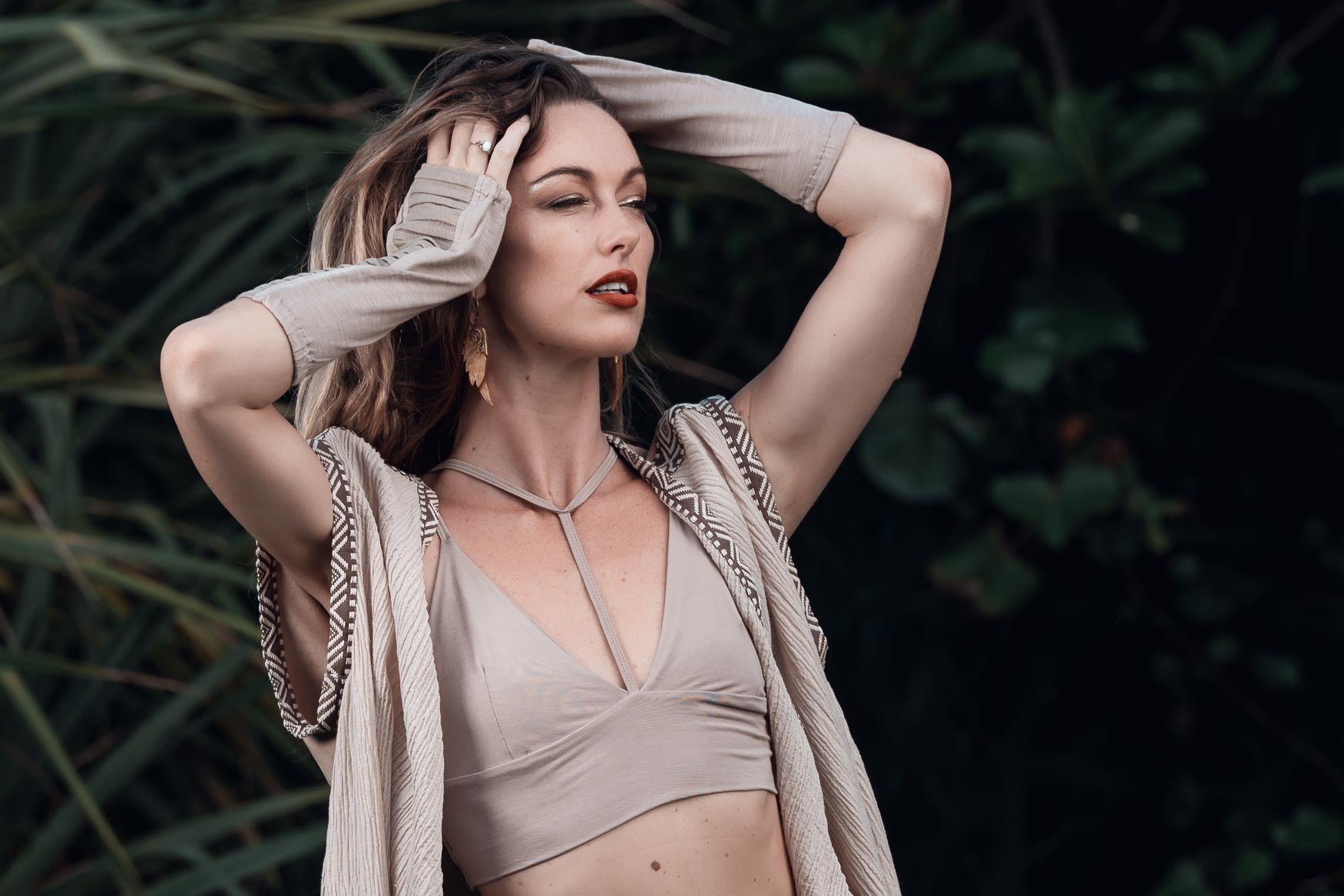 Bee Cosmic Laser Cut Vest (Beige)