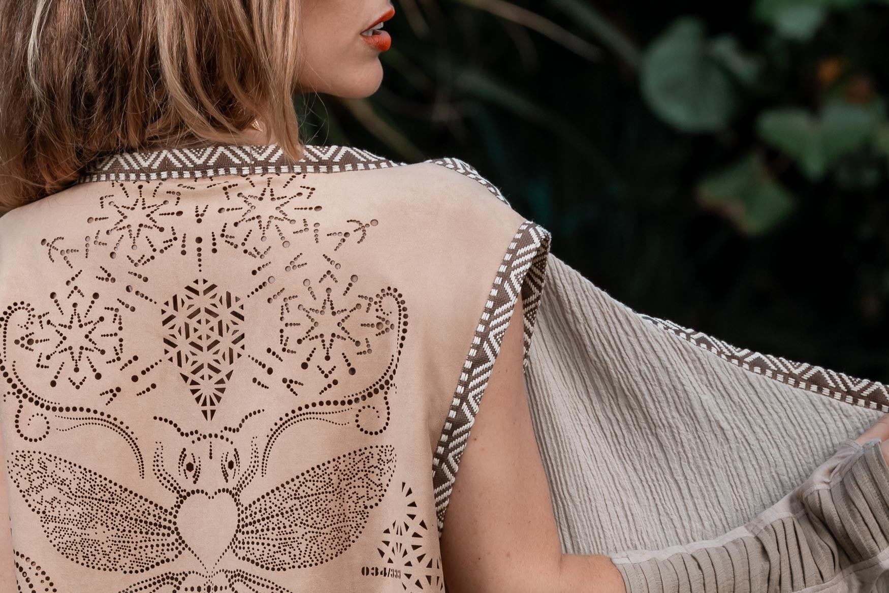 Bee Cosmic Laser Cut Vest (Beige)
