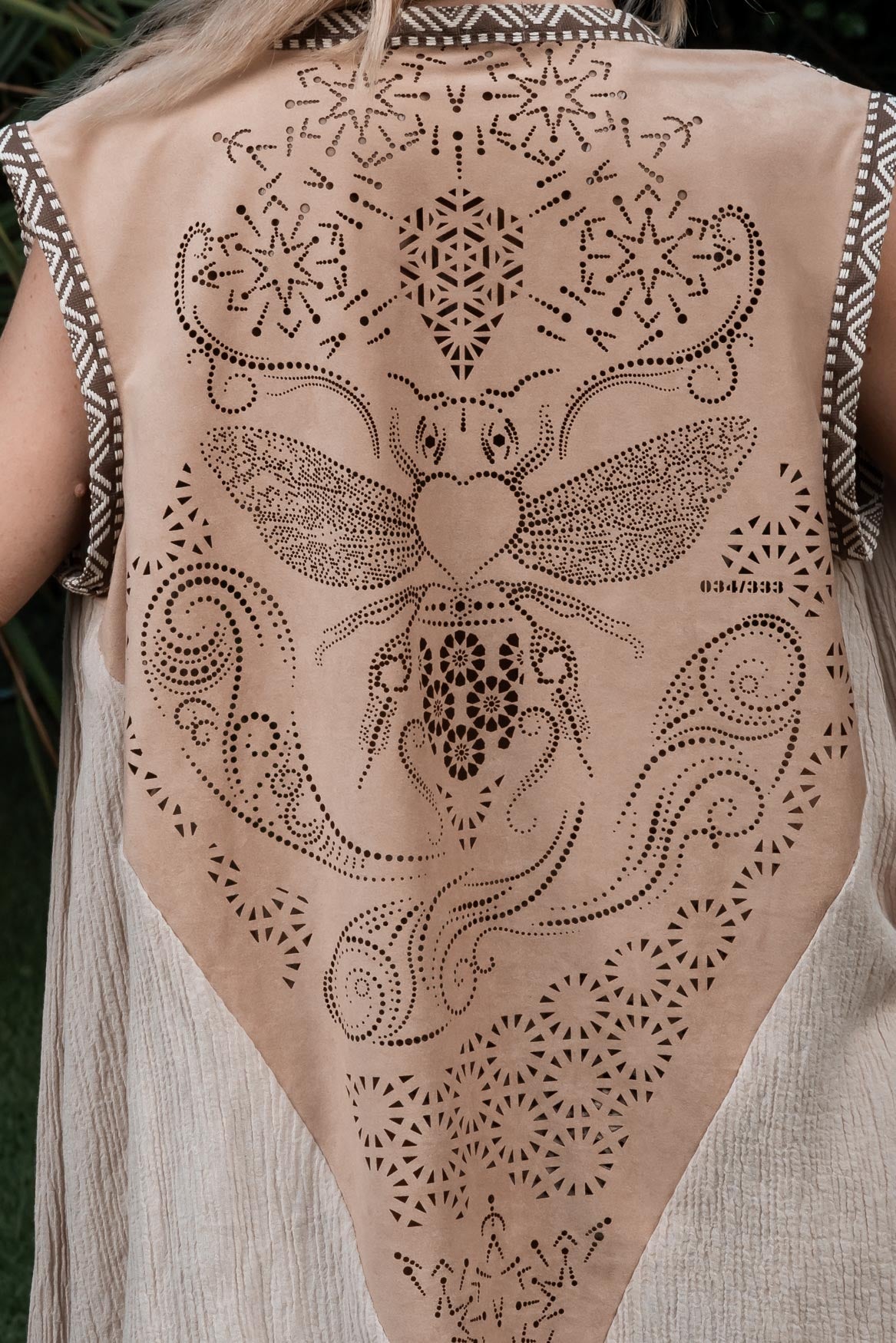 Bee Cosmic Laser Cut Vest (Beige)