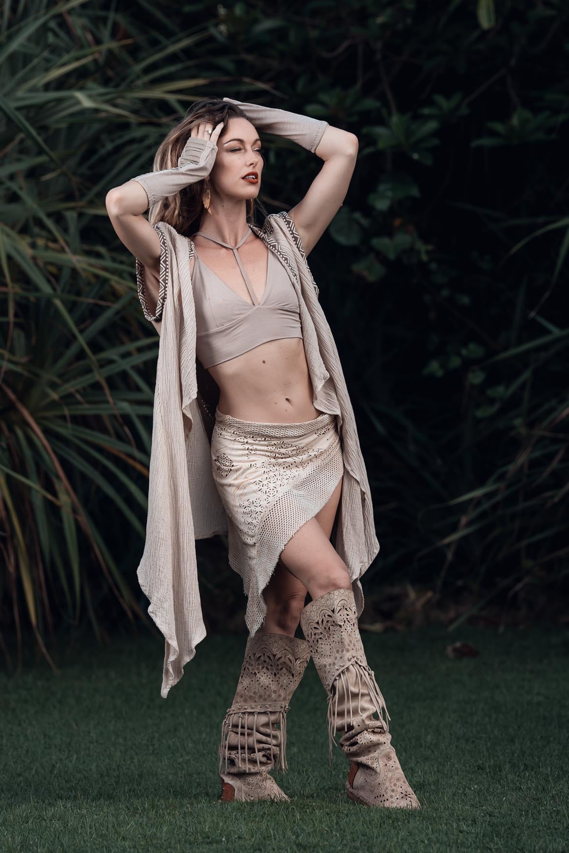 Bee Cosmic Laser Cut Vest (Beige)