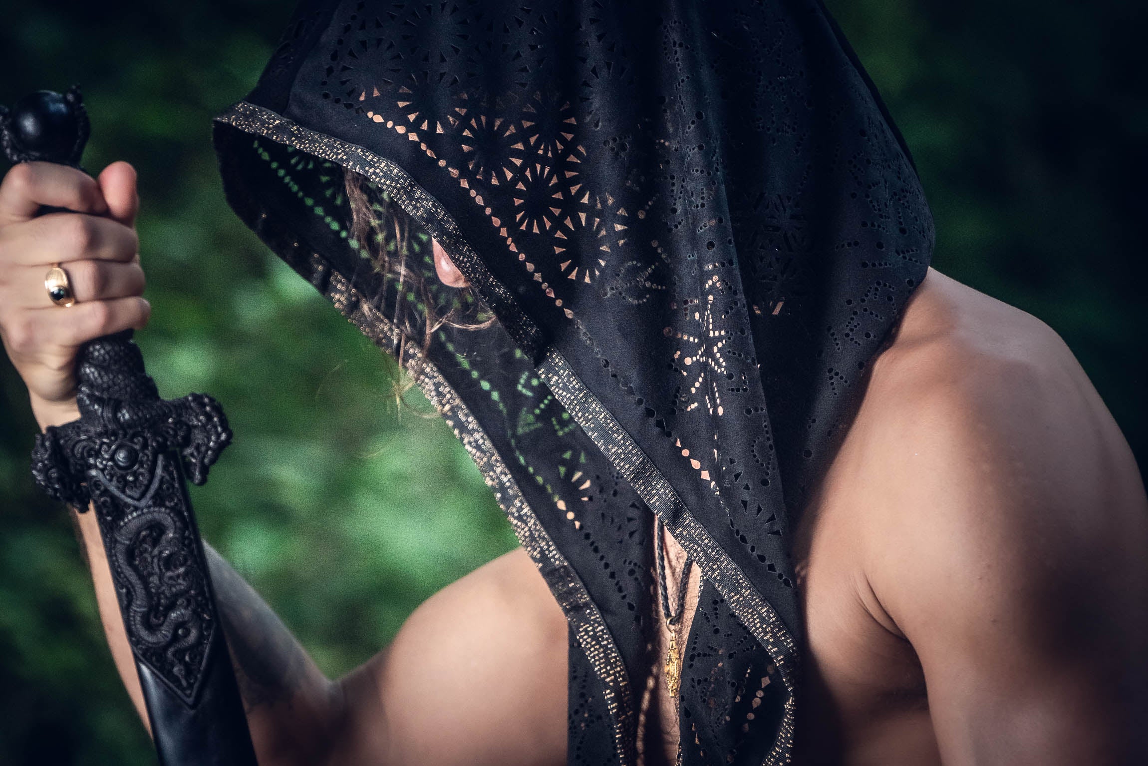 Cosmic Druid Laser Cut Chain Hood