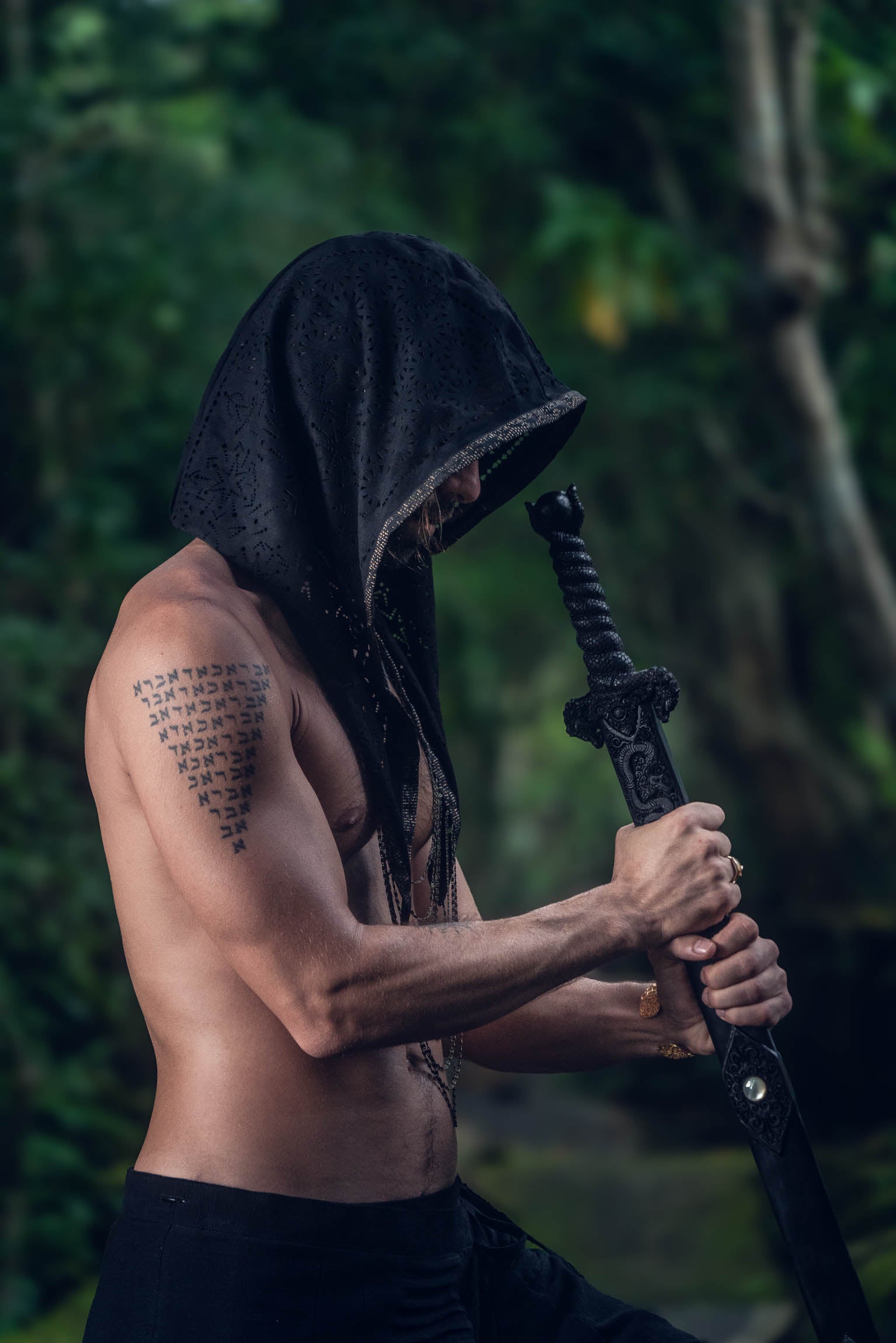 Cosmic Druid Laser Cut Chain Hood
