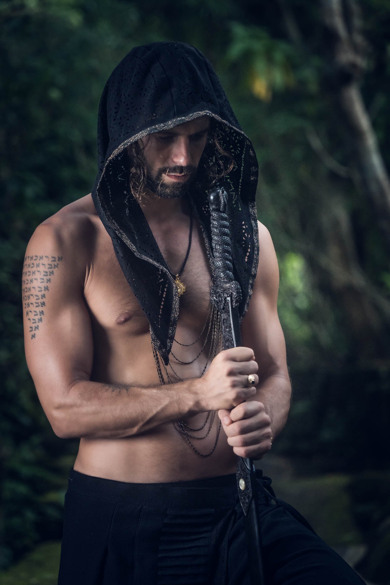 Cosmic Druid Laser Cut Chain Hood