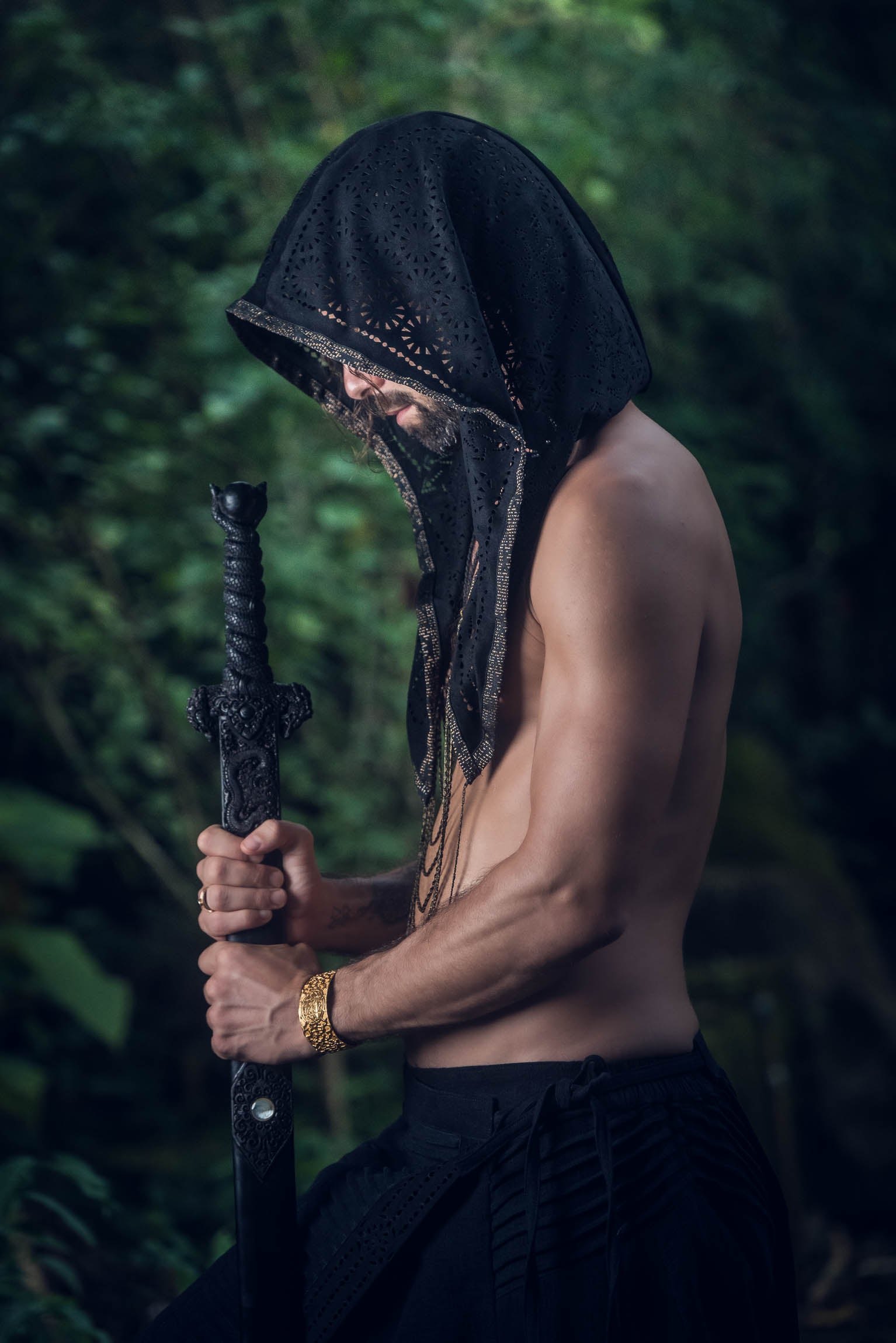 Cosmic Druid Laser Cut Chain Hood