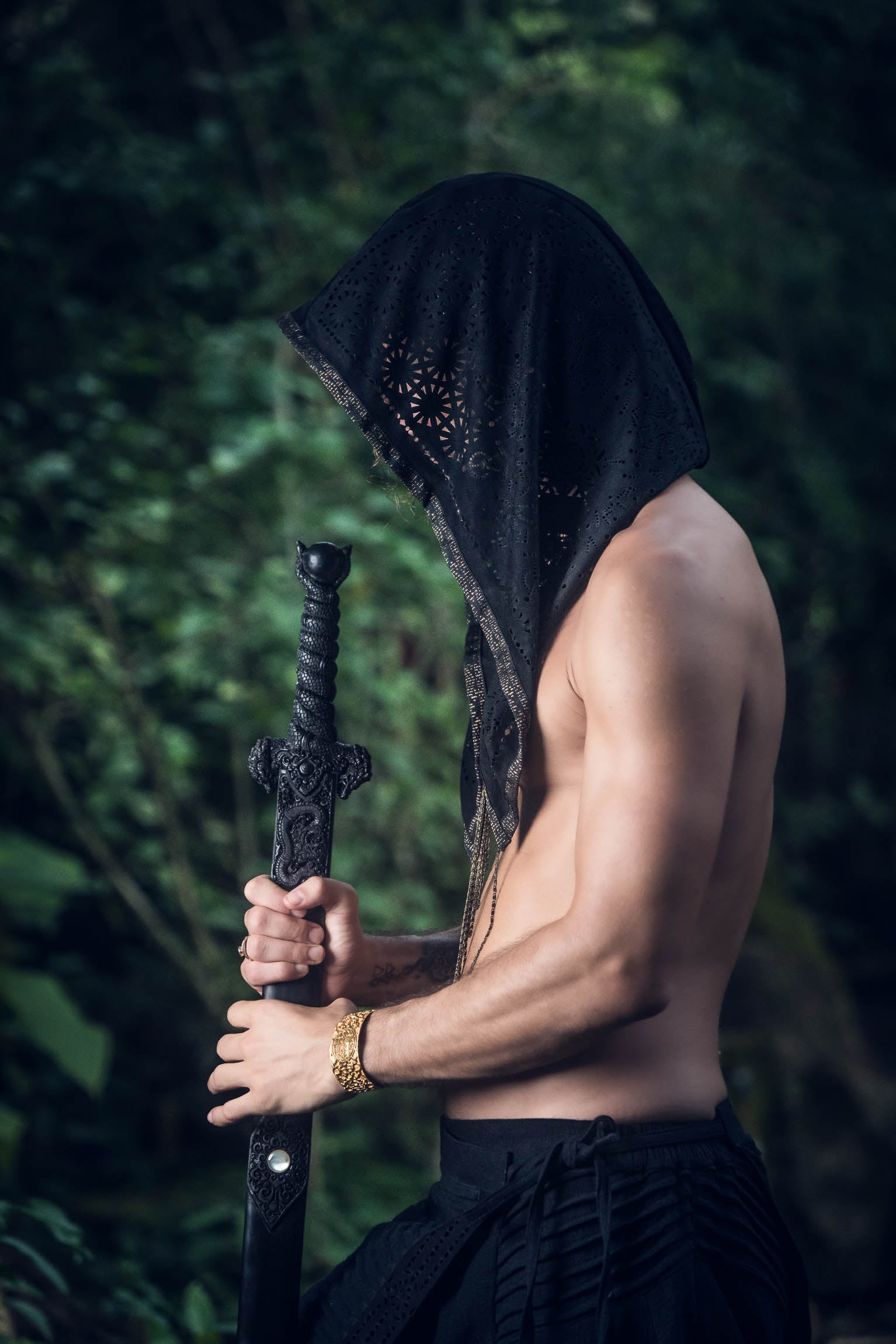 Cosmic Druid Laser Cut Chain Hood