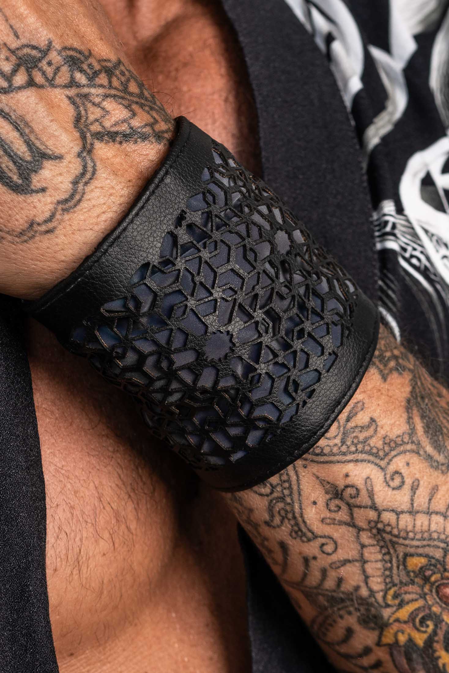 Cosmic Glass Cactus Leather Feather Cuffs