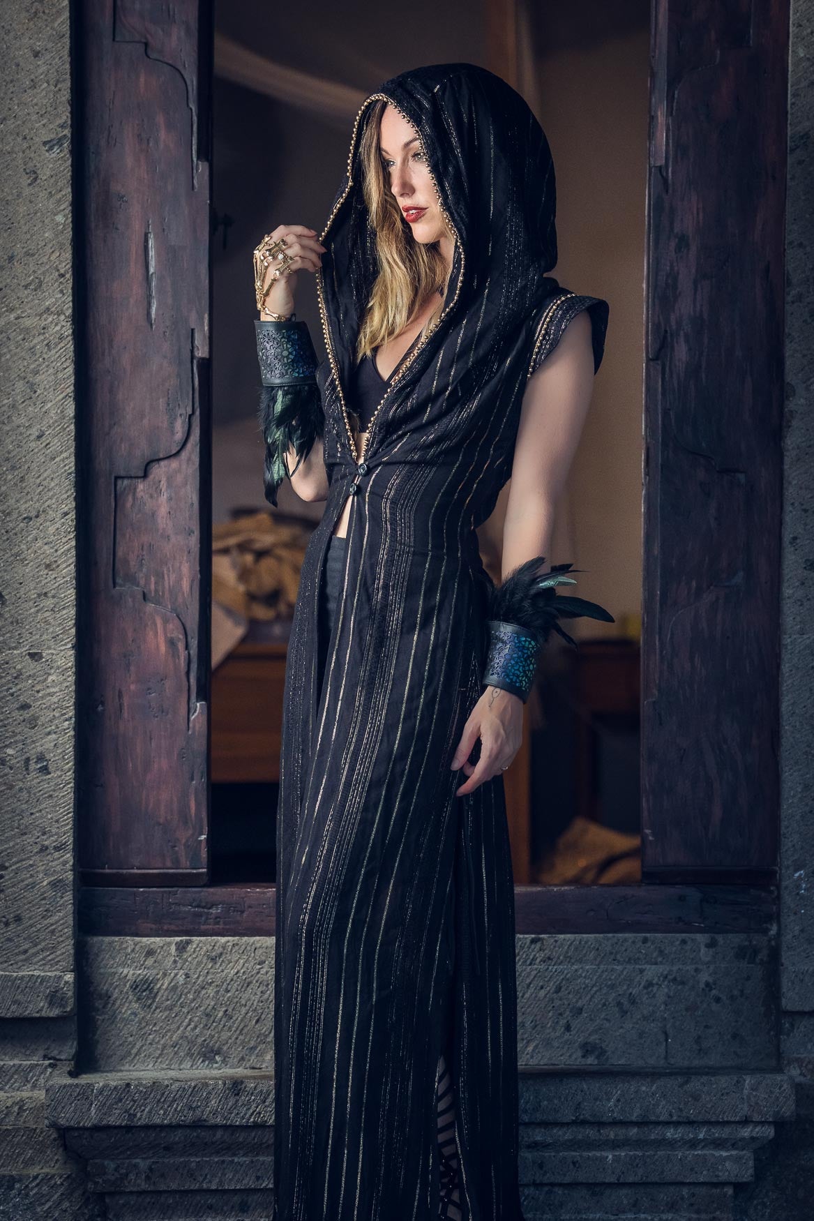 Galactic Goddess Robe (Black/Gold)