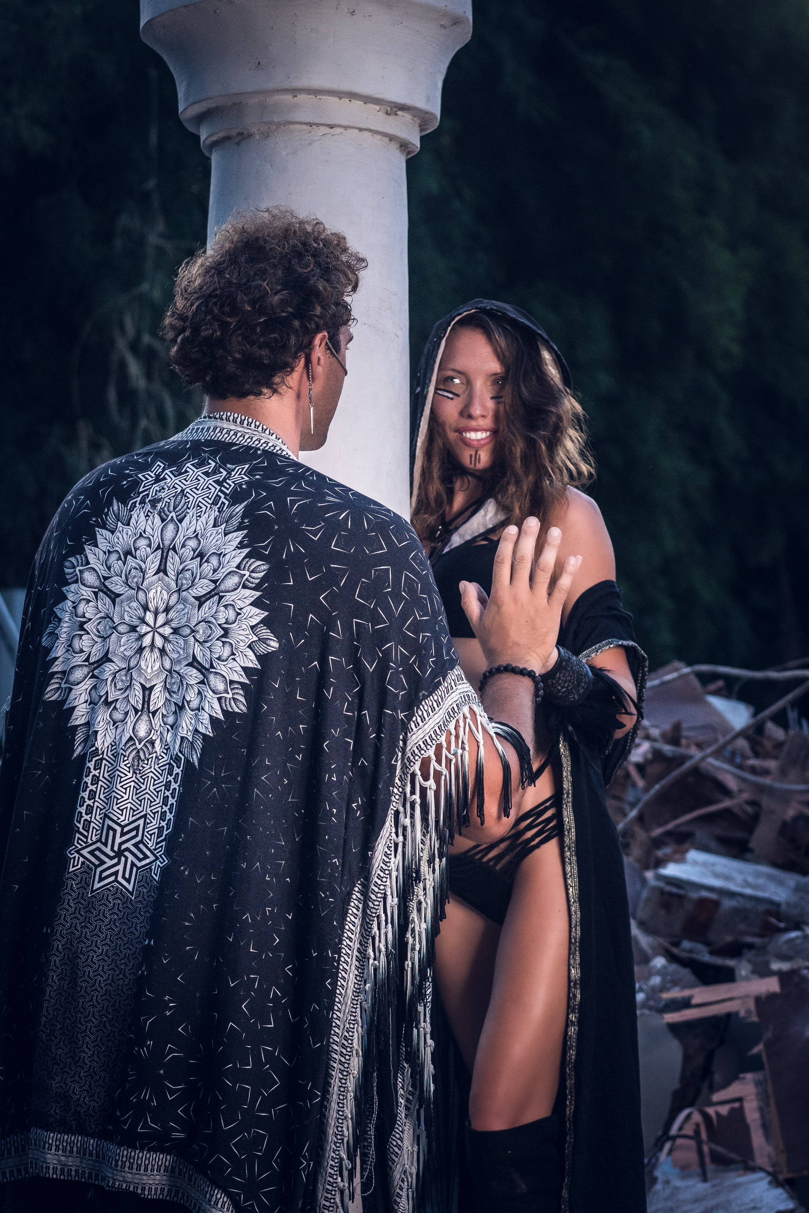 Cosmic Mandala Fringe Poncho