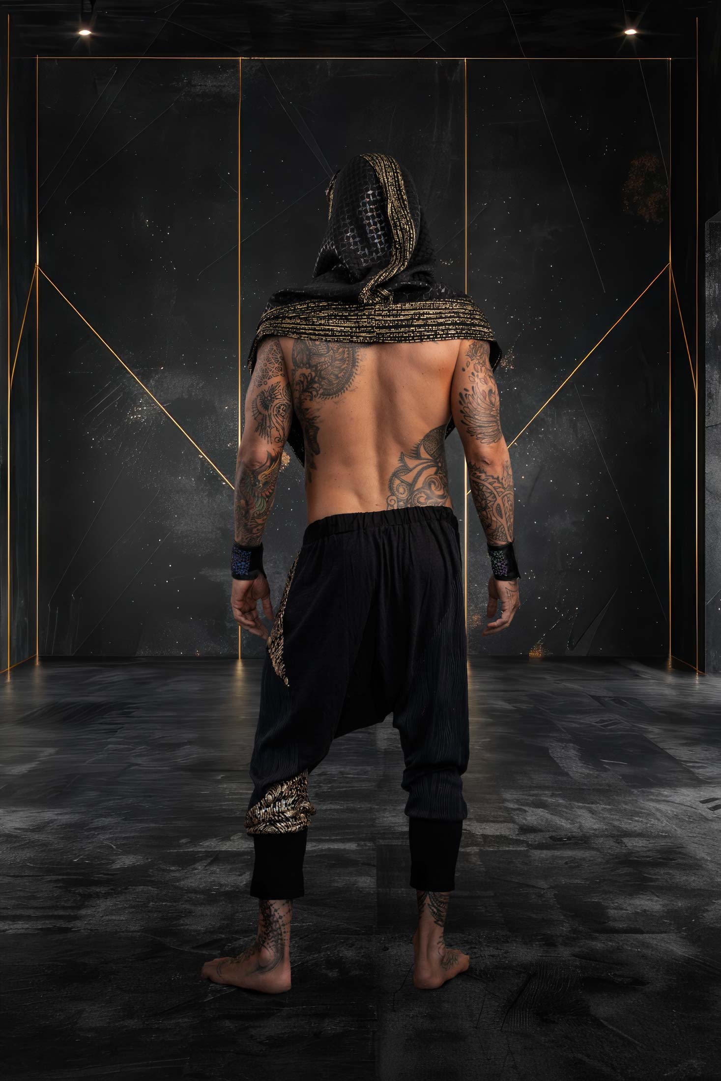 Mystic Fusion Sequin Harem Pants (Black/Gold)
