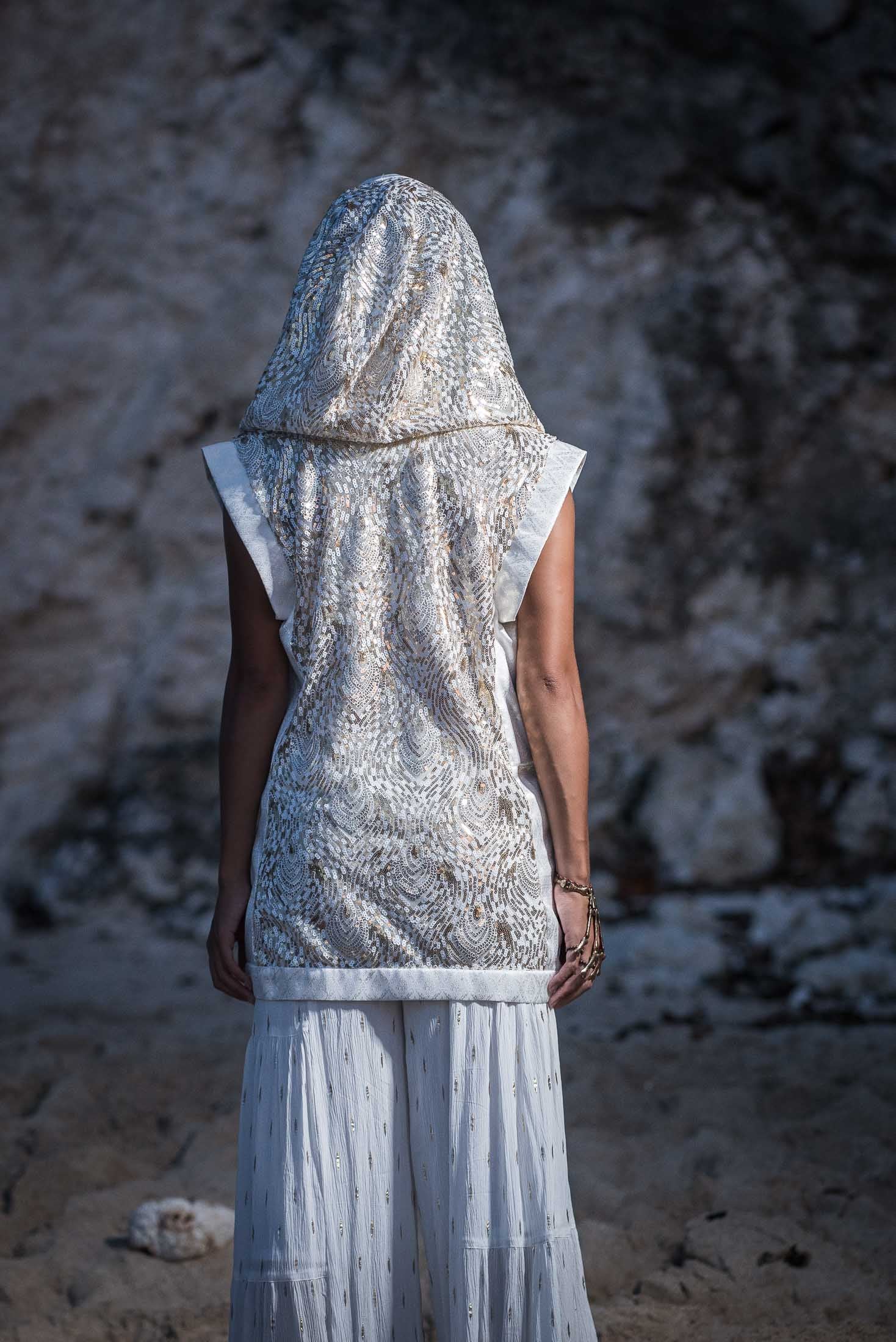 Mystic Fusion Sequin Vest (White/Gold)