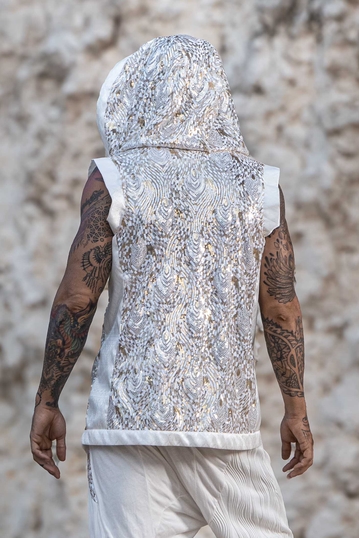 Mystic Fusion Sequin Vest (White/Gold)