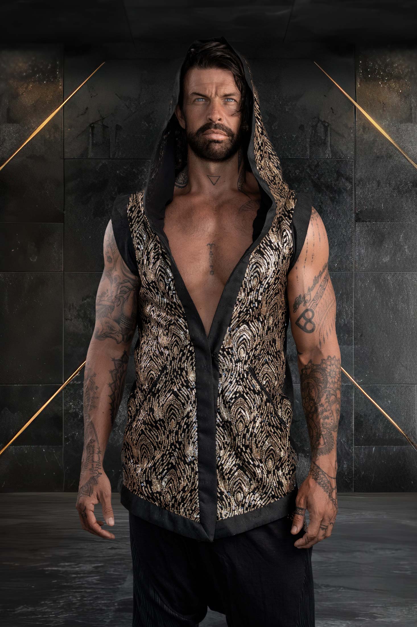 Mystic Fusion Sequin Vest (Black/Gold)