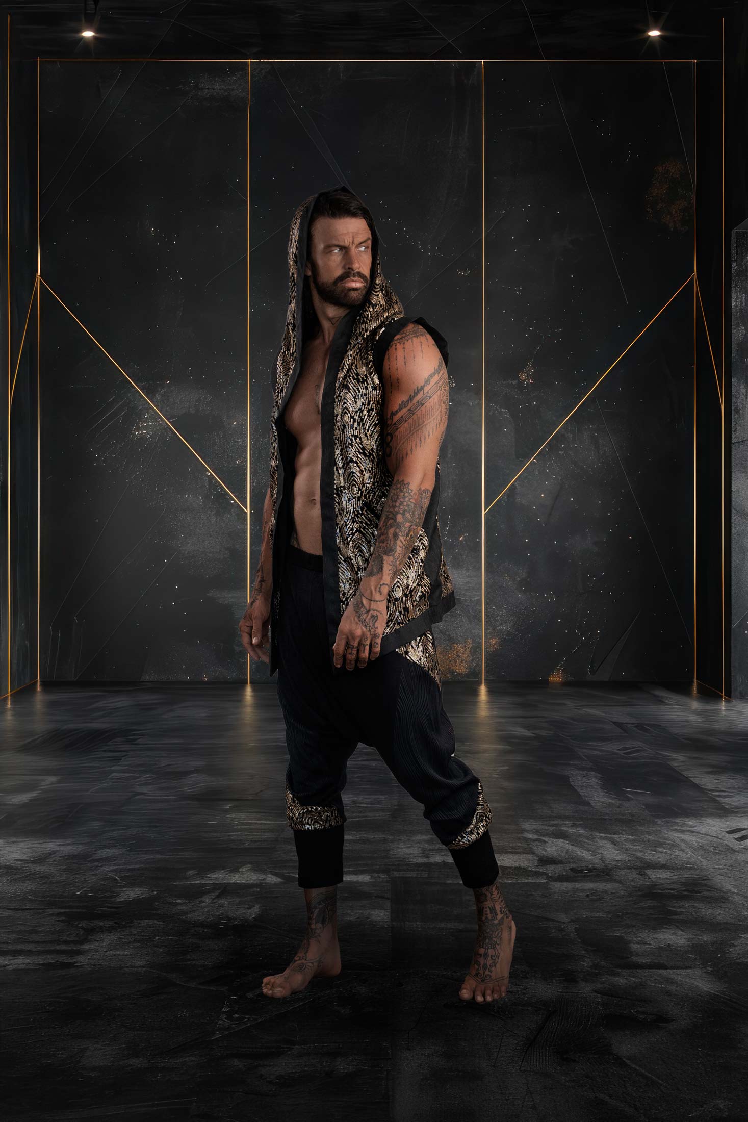 Mystic Fusion Sequin Vest (Black/Gold)