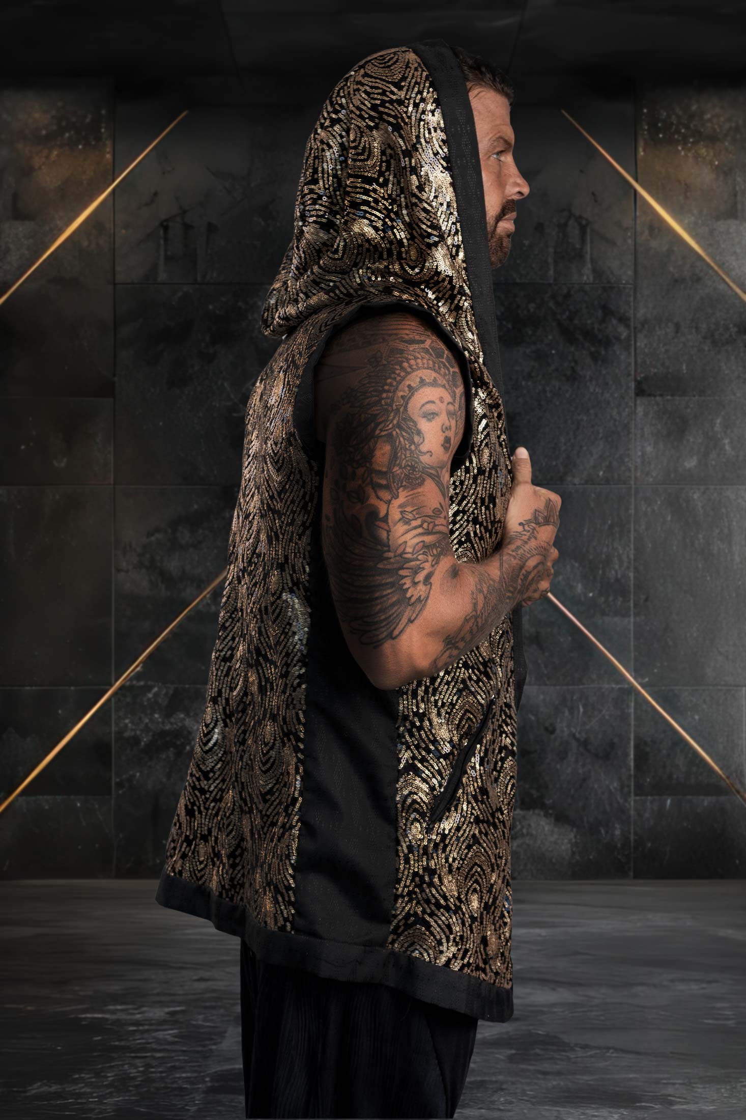 Mystic Fusion Sequin Vest (Black/Gold)