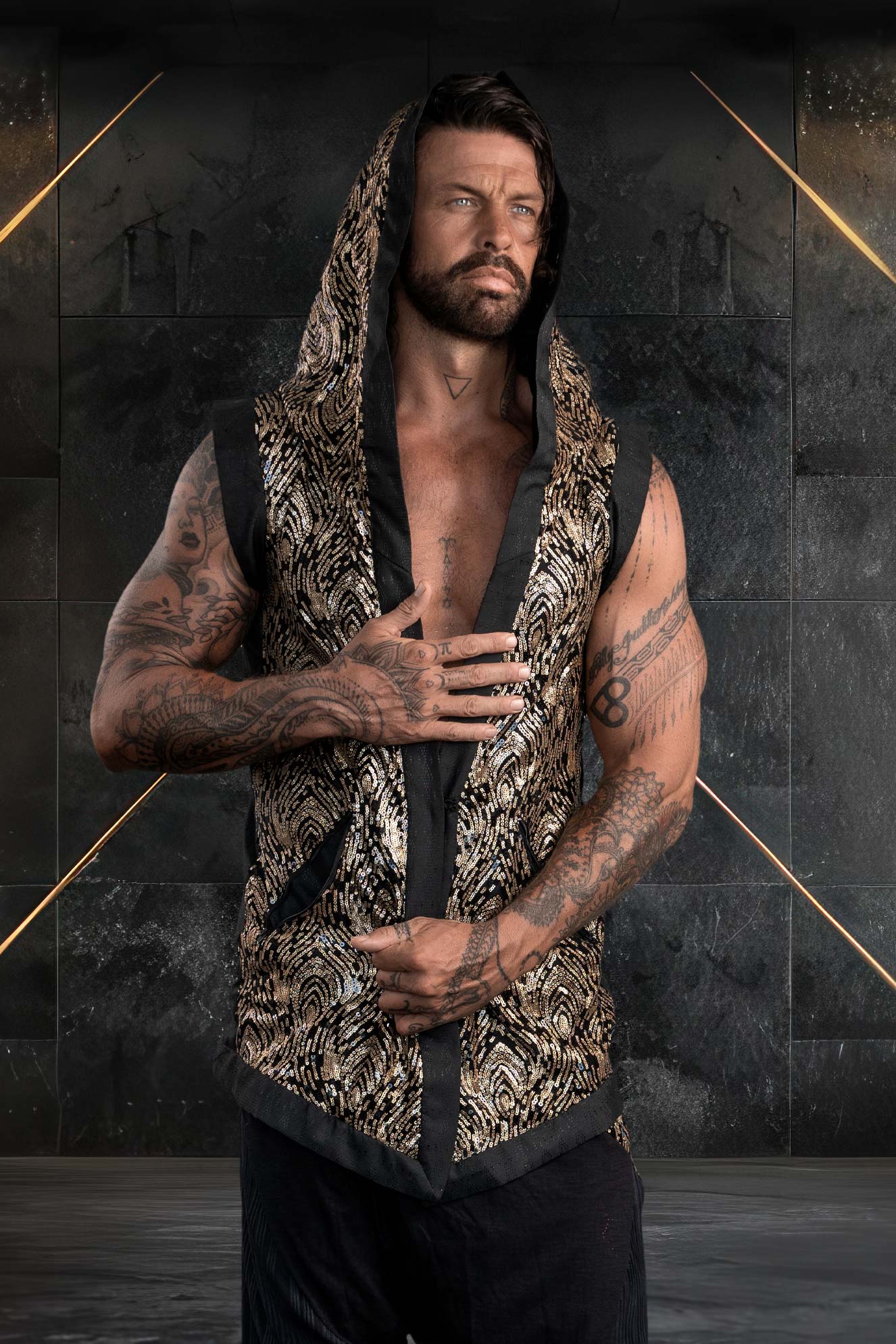 Mystic Fusion Sequin Vest (Black/Gold)