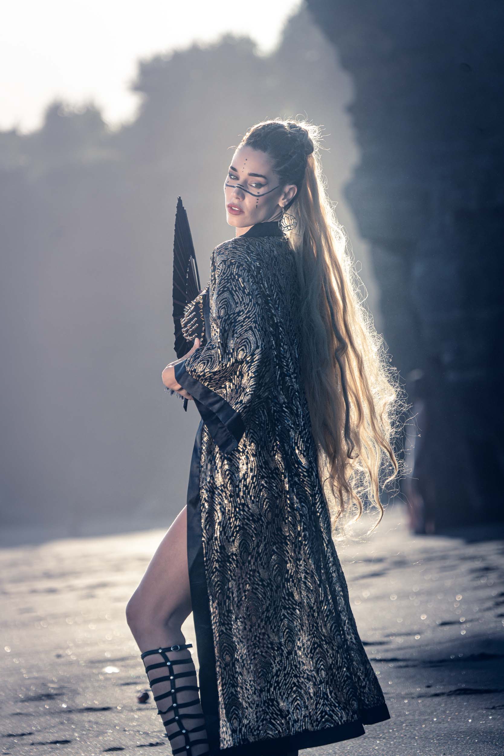 Radiance Sequin Kimono (Black/Gold)