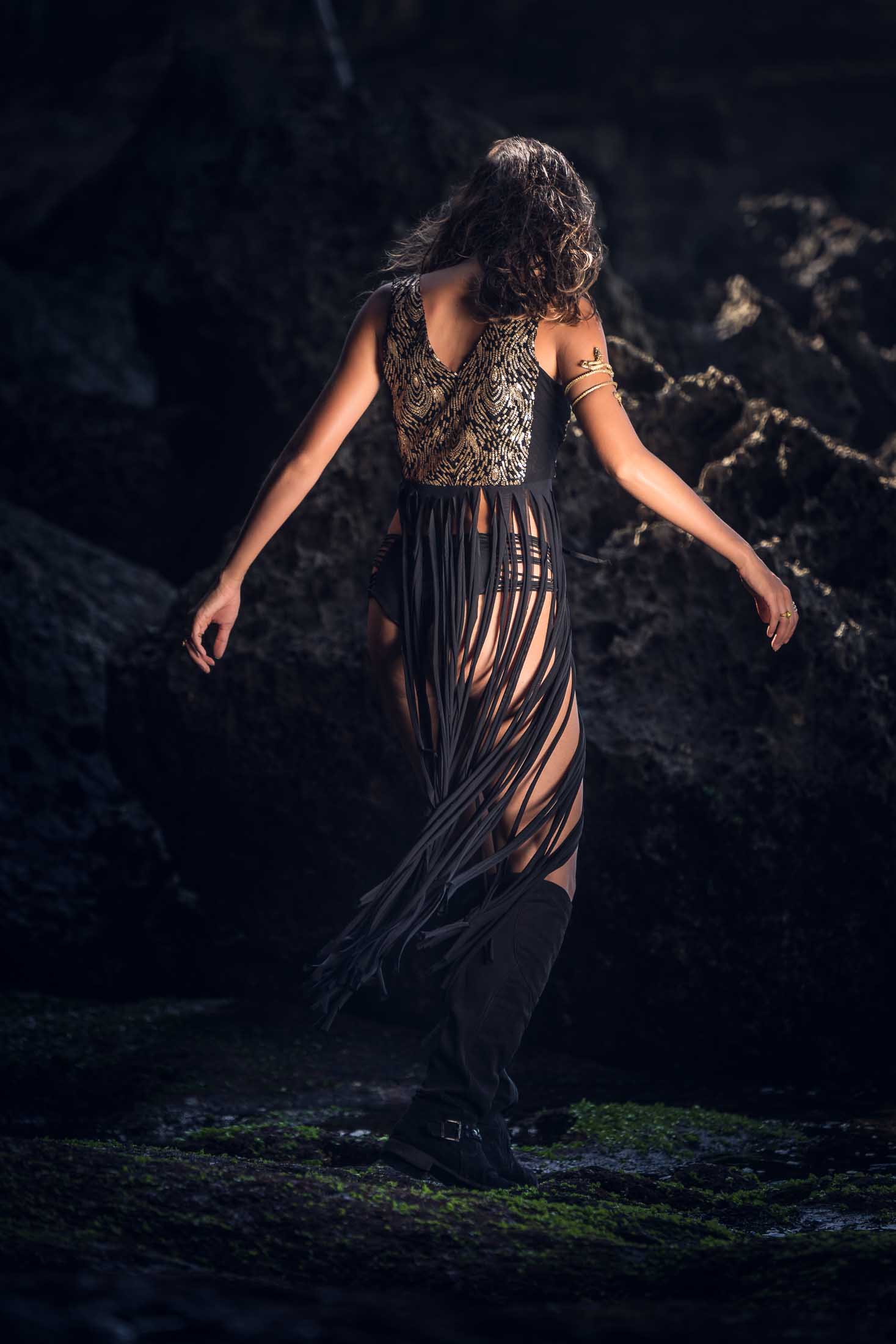 Radiance Sequin Fringe Top (Black/Gold)