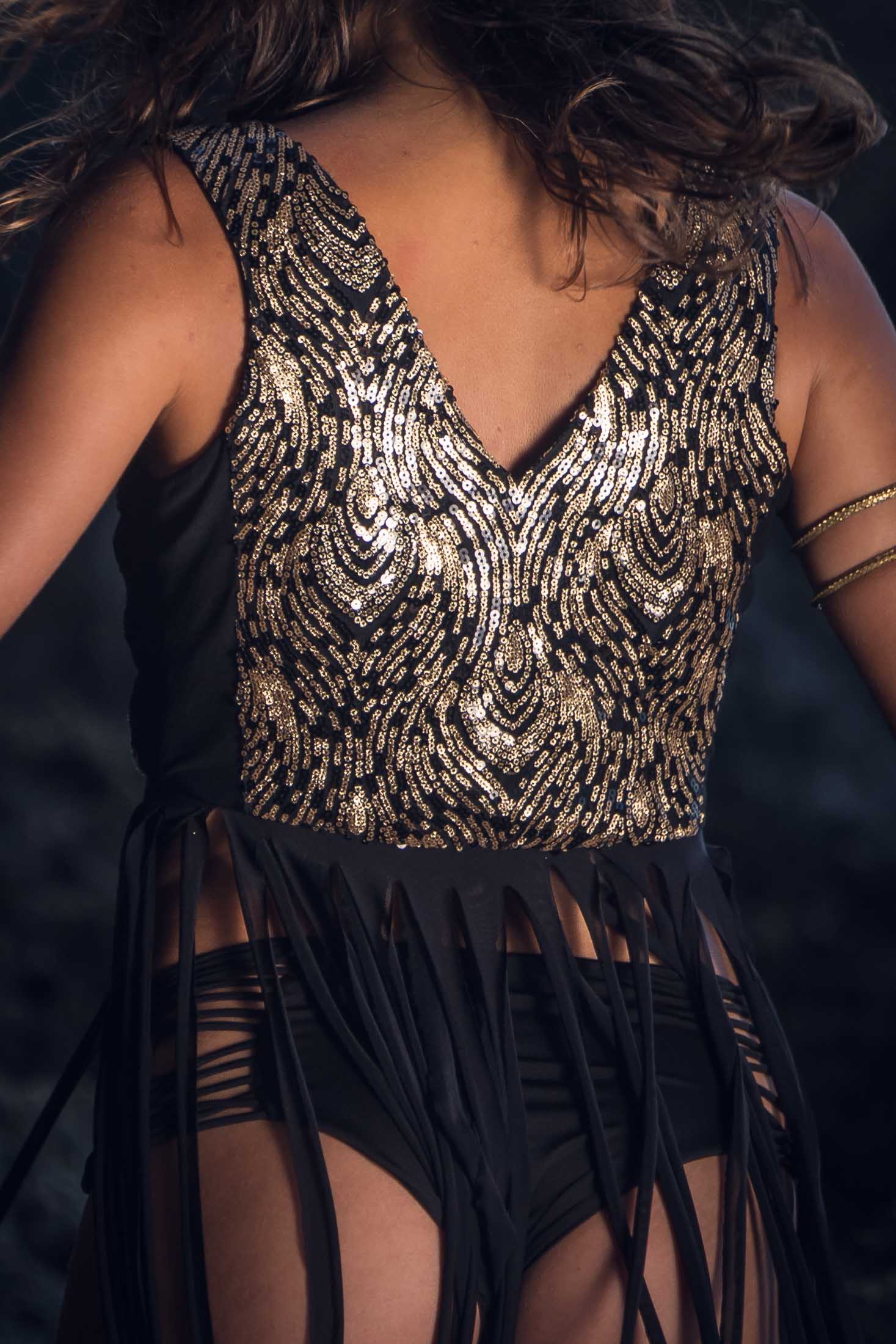 Radiance Sequin Fringe Top (Black/Gold)