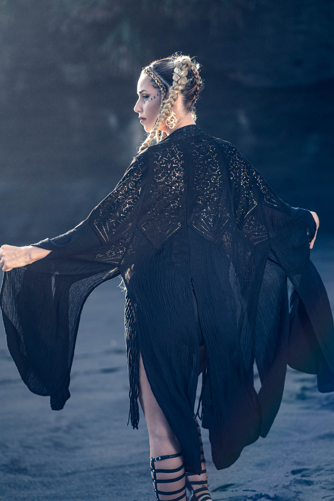 Starseed Wings Skirt (Black/Gold) - Laser Cut Sacred Geometry