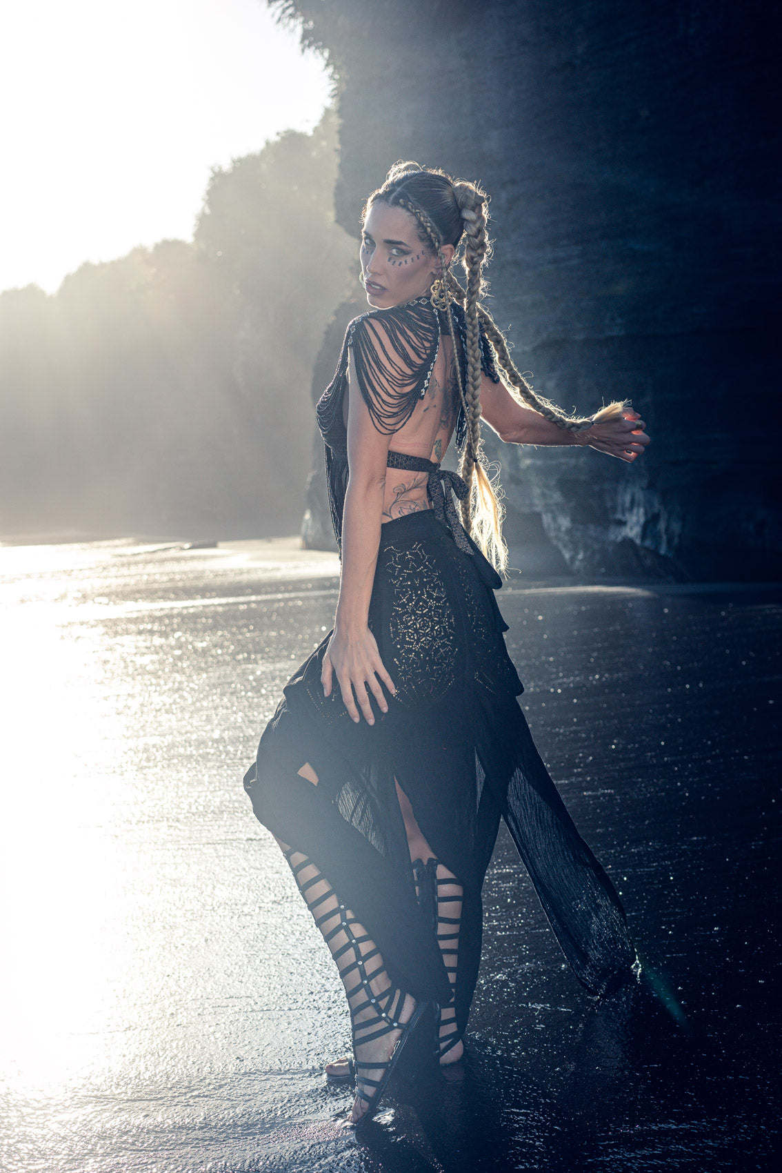 Starseed Wings Skirt (Black/Gold) - Laser Cut Sacred Geometry
