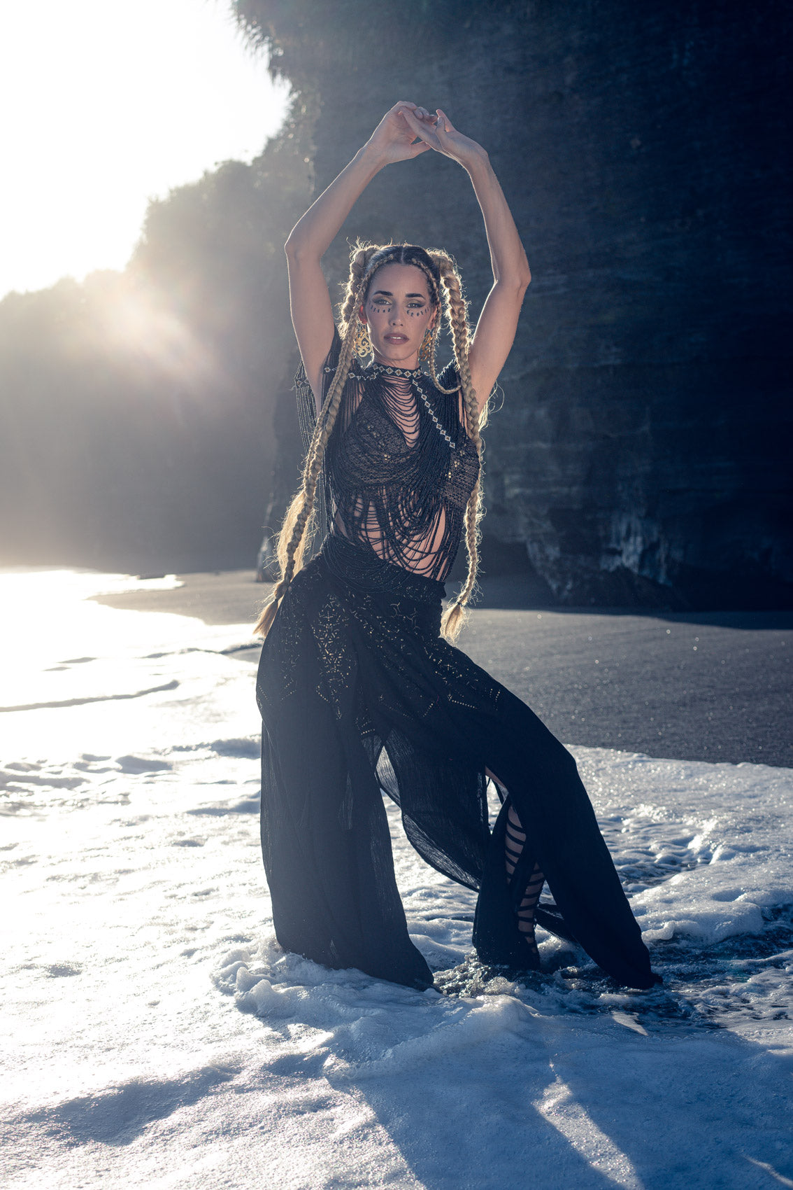 Starseed Wings Skirt (Black/Gold) - Laser Cut Sacred Geometry