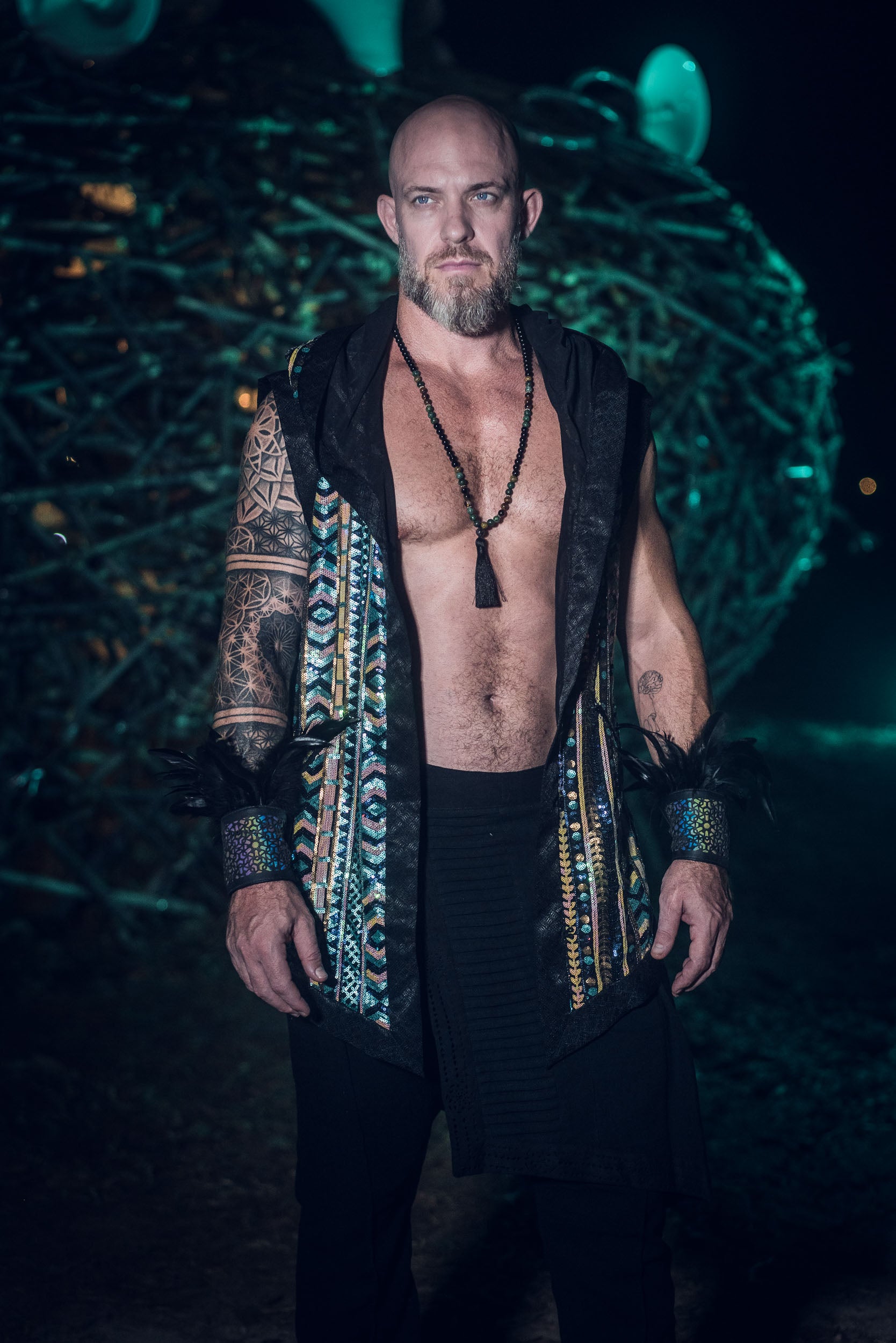 Tribal Sequin Vest (Turquoise)