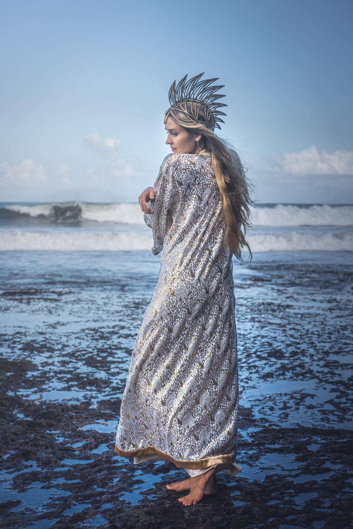 Radiance Sequin Kimono (White/Gold)