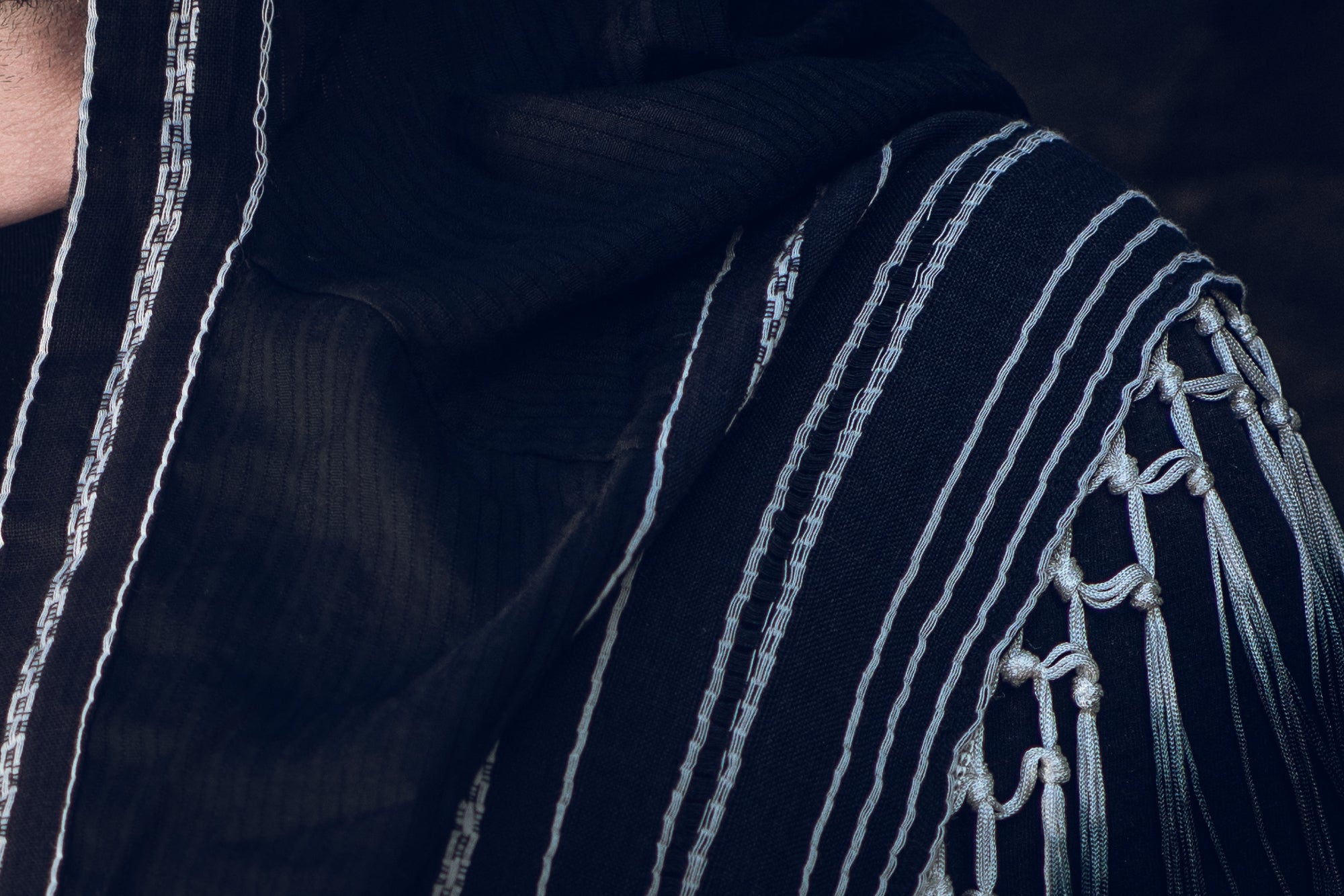 Black Ombre Fringe Hood