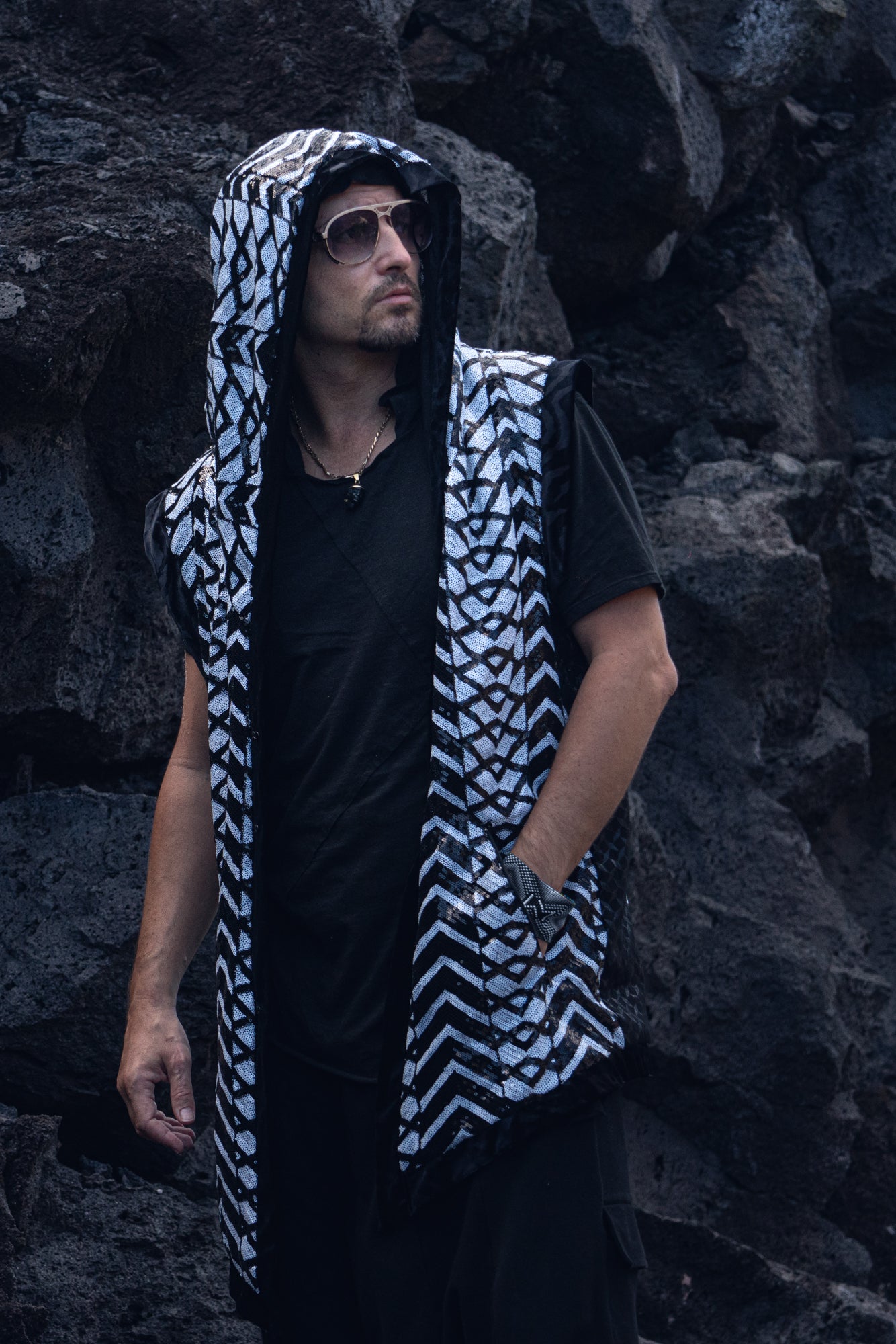 Yin Yang Tribal Sequin Vest