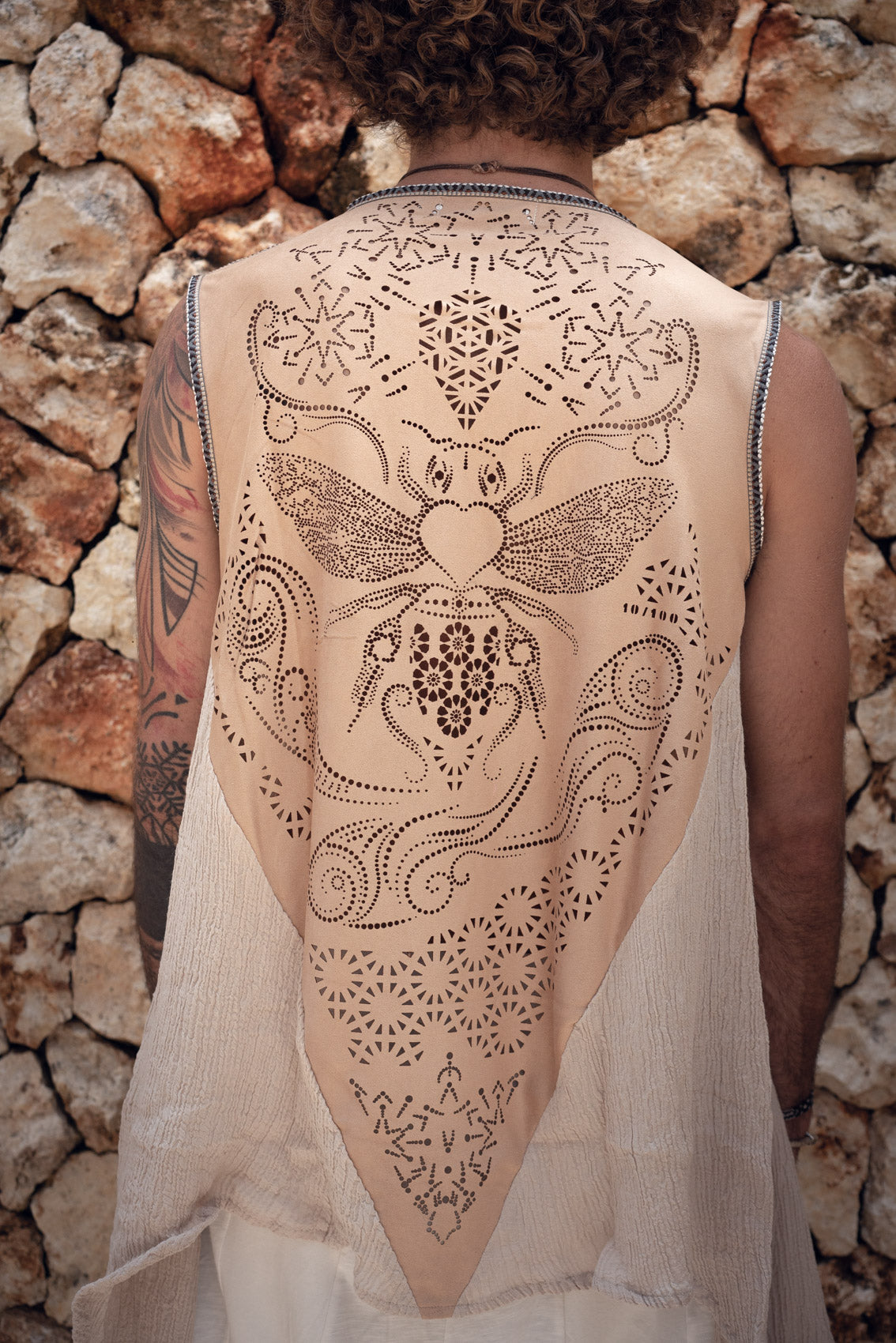 Bee Cosmic Laser Cut Vest (Beige)