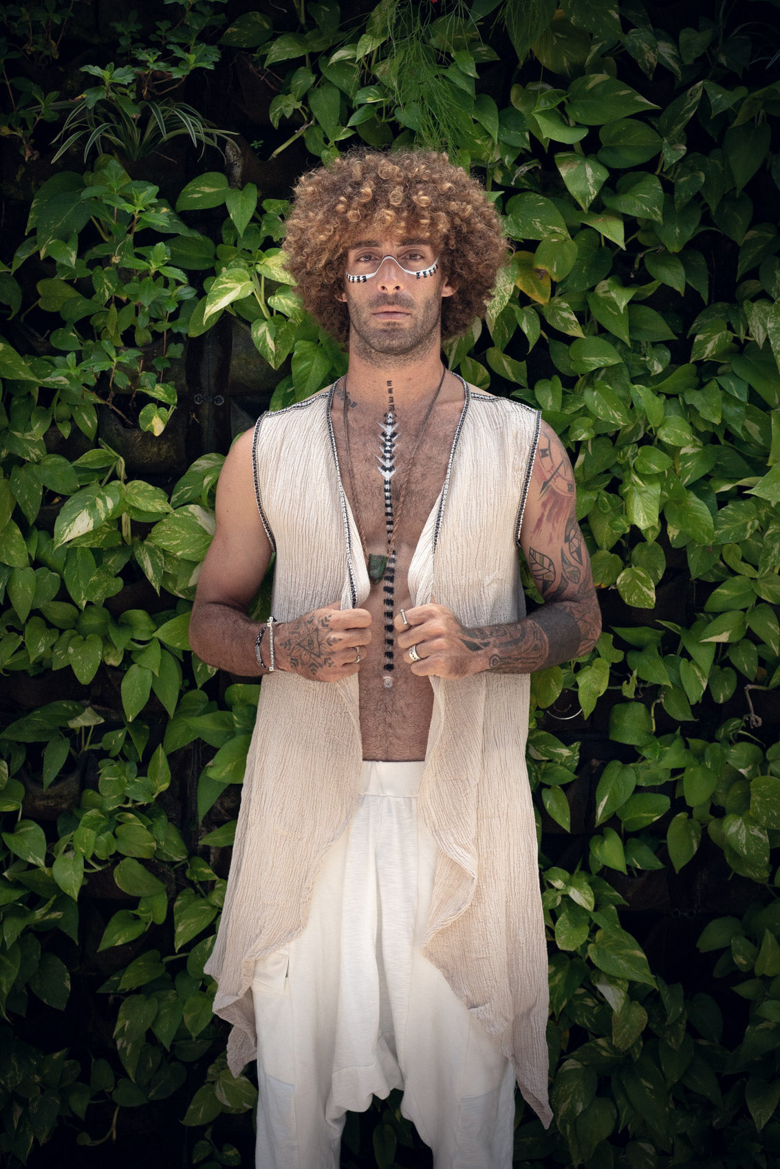 Bee Cosmic Laser Cut Vest (Beige)