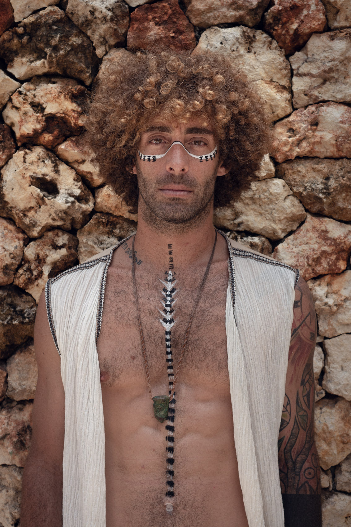 Bee Cosmic Laser Cut Vest (Beige)