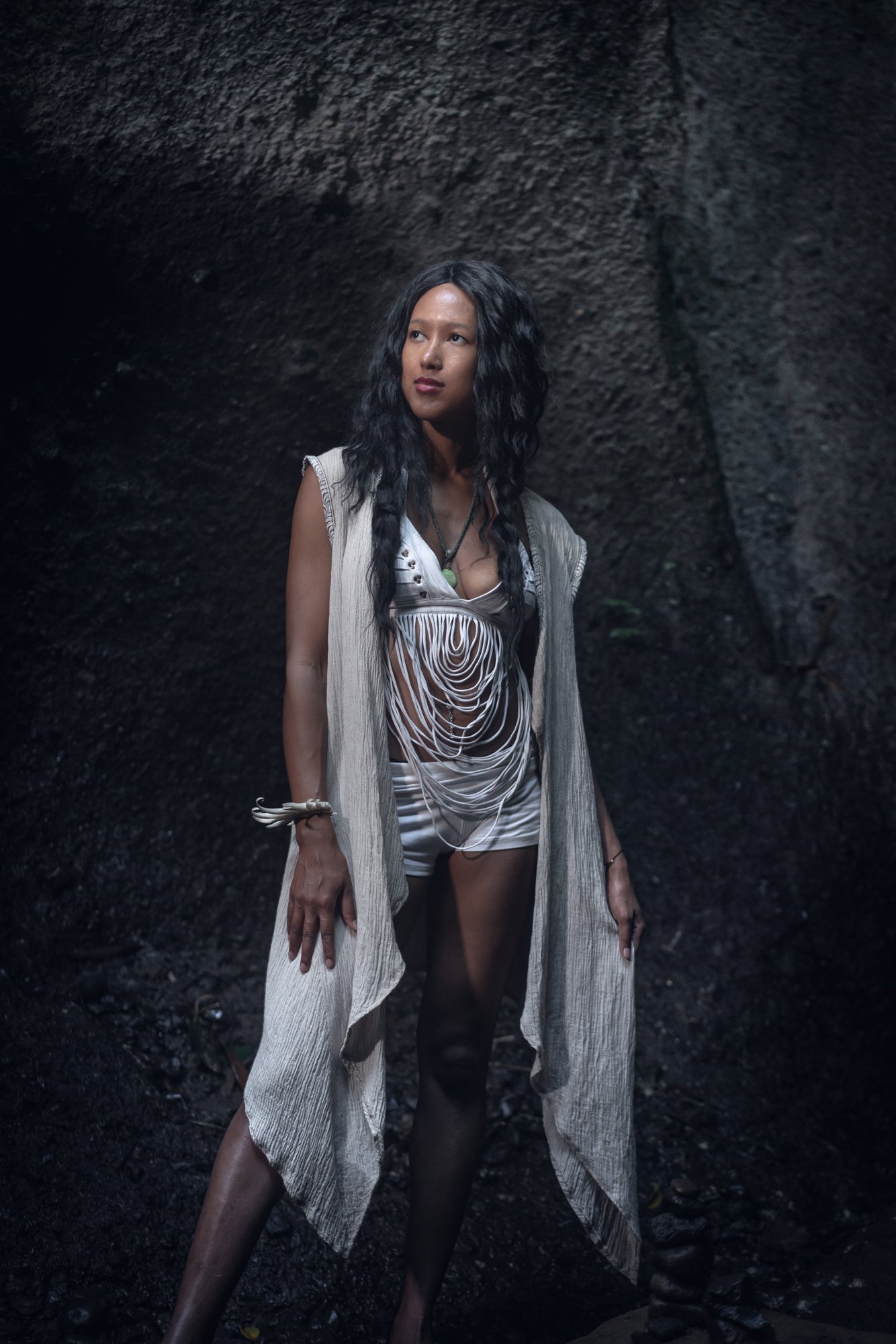 Bee Cosmic Laser Cut Vest (Beige)
