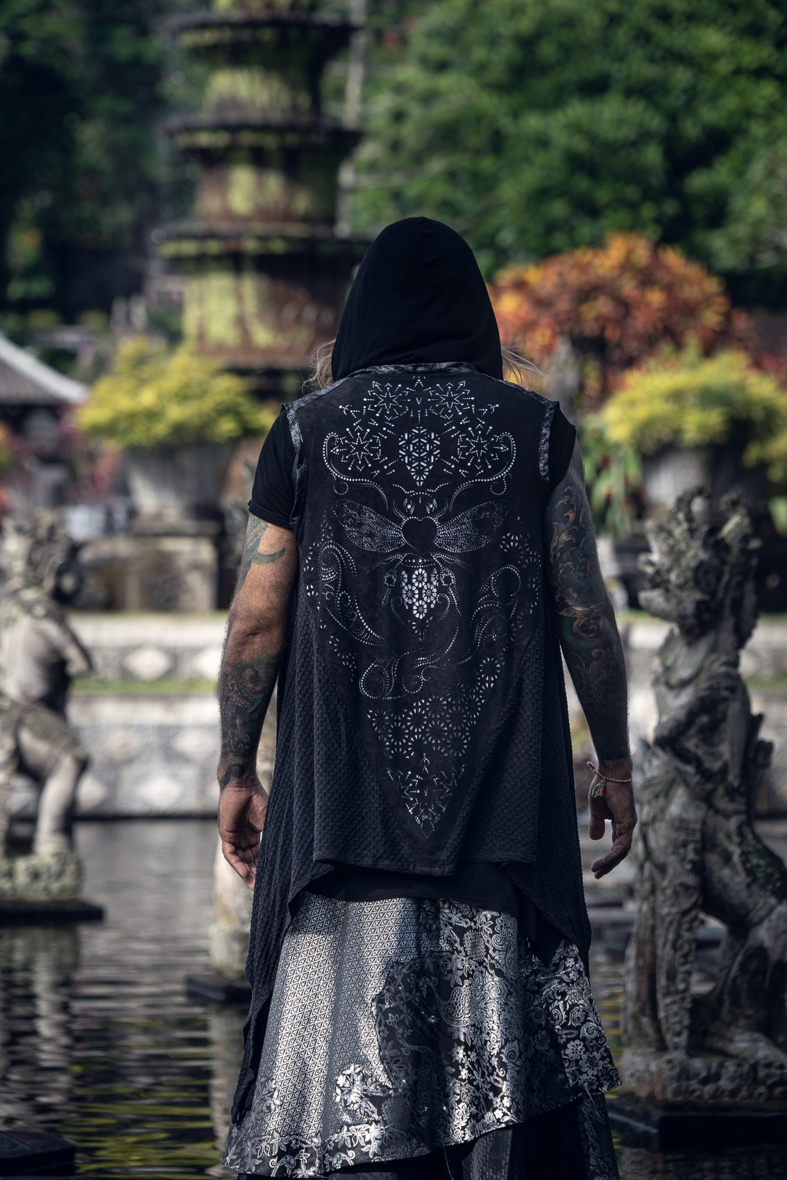 Samurai Wrap Skirt (Black/Silver)