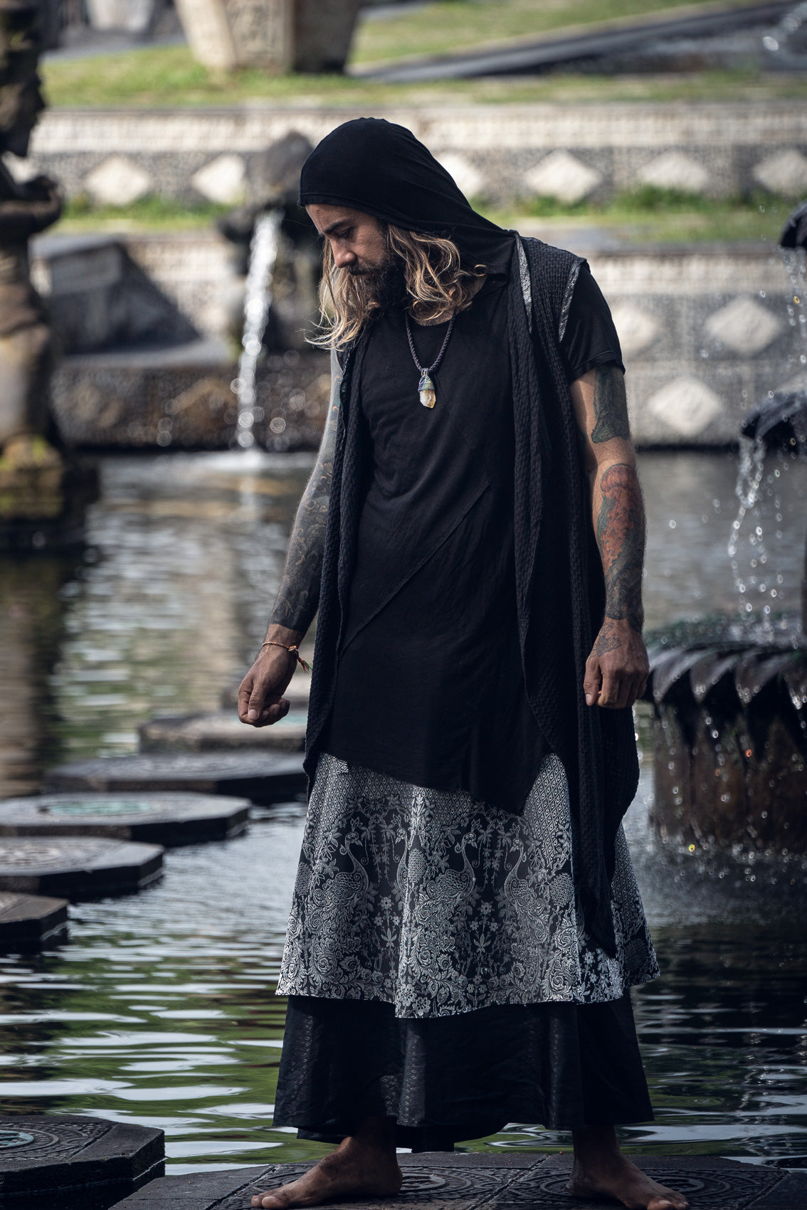 Samurai Wrap Skirt (Black/Silver)