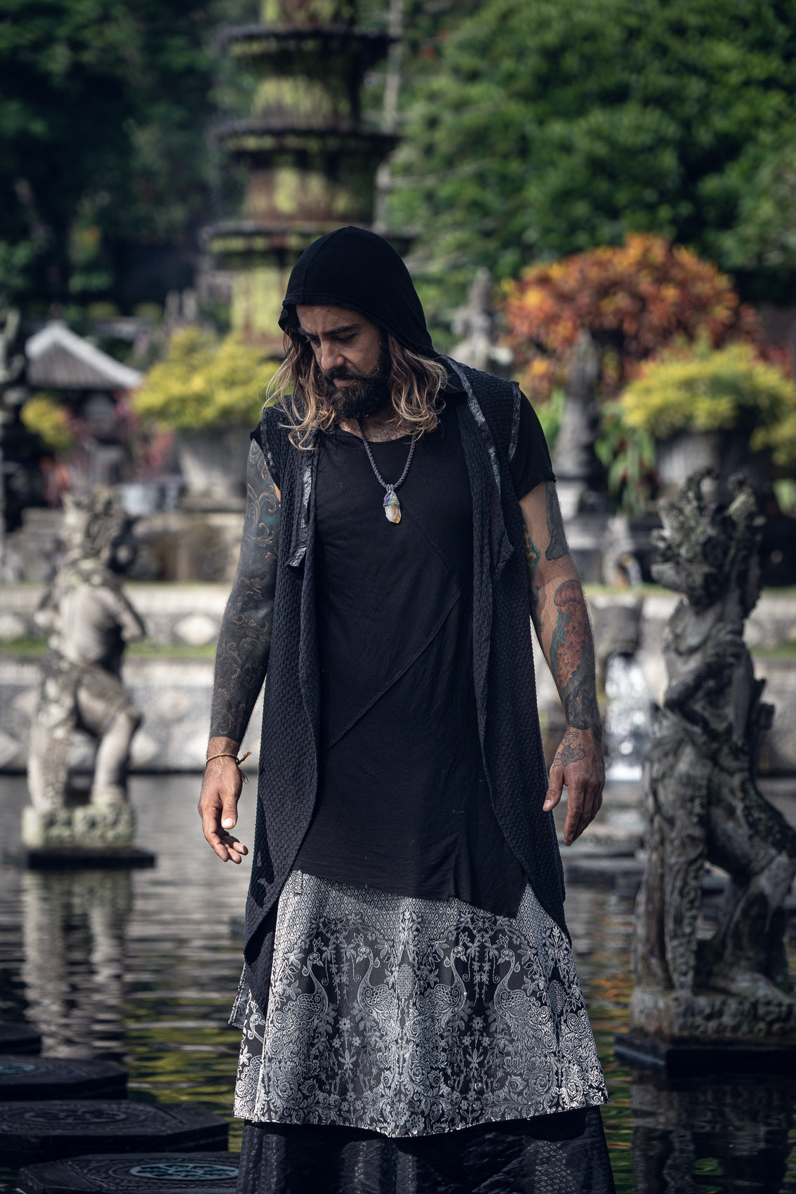 Samurai Wrap Skirt (Black/Silver)