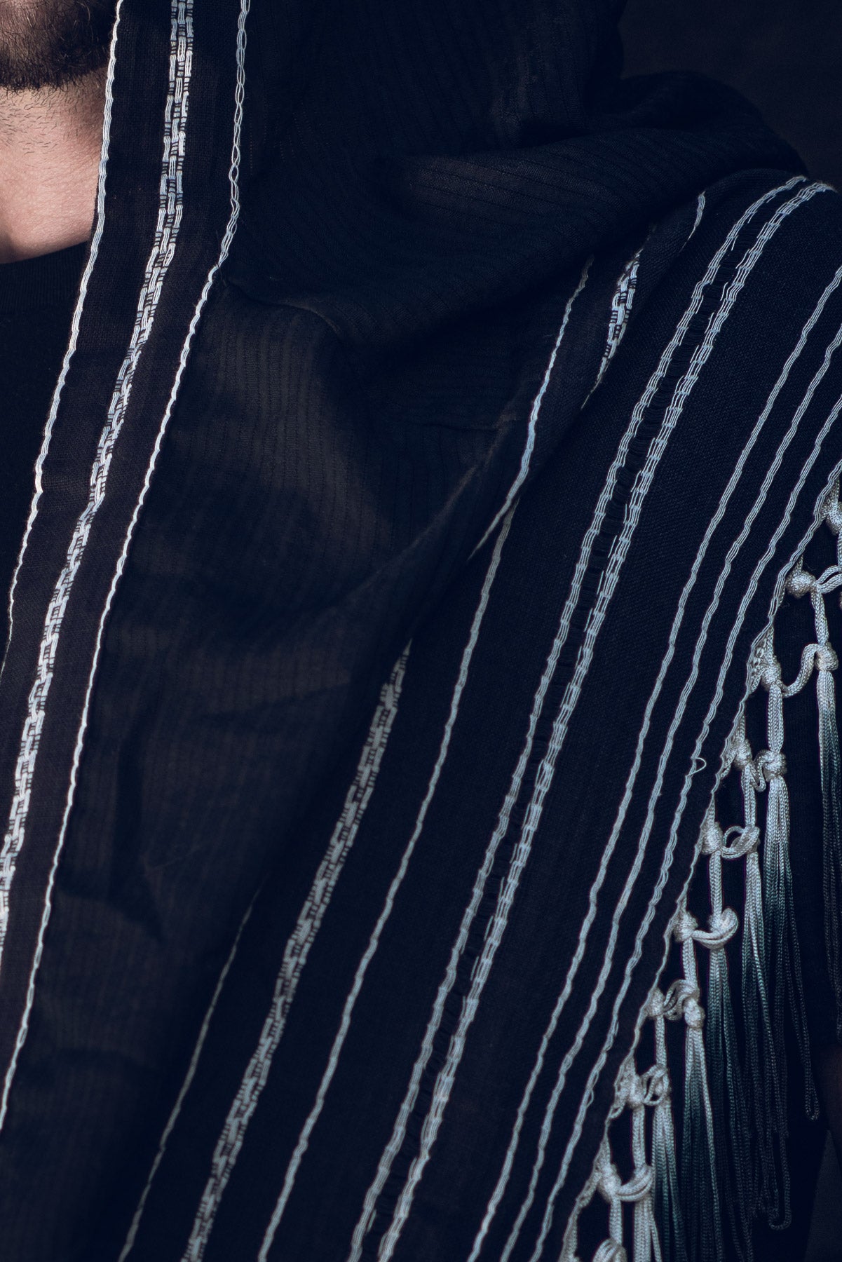 Black Ombre Fringe Hood