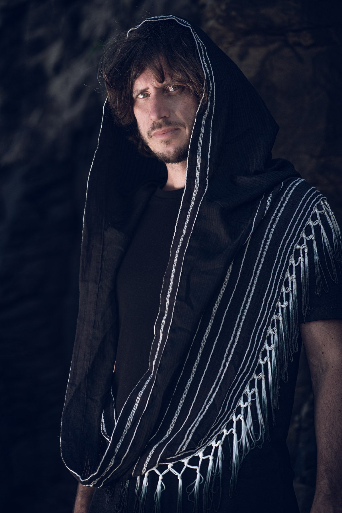 Black Ombre Fringe Hood