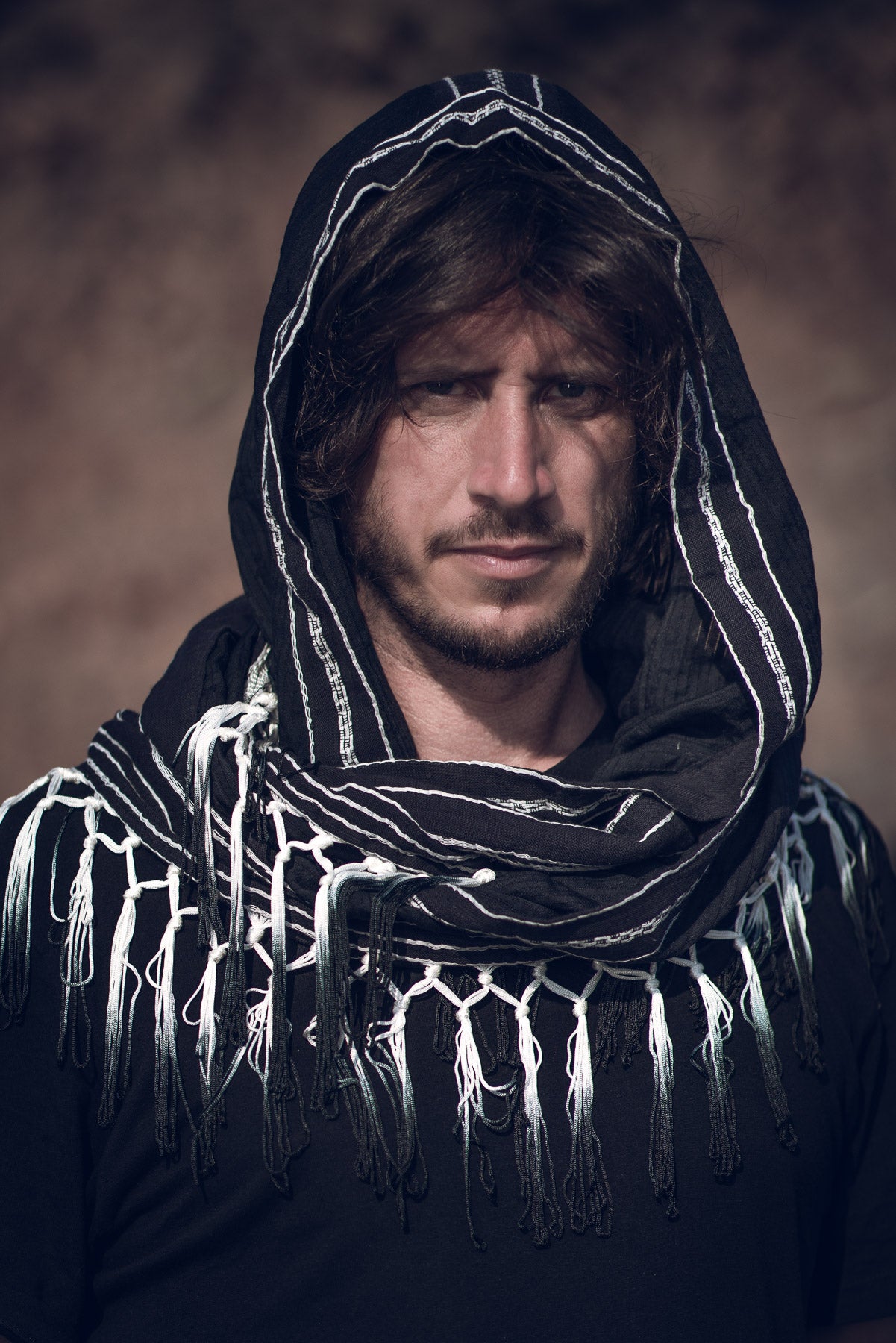 Black Ombre Fringe Hood