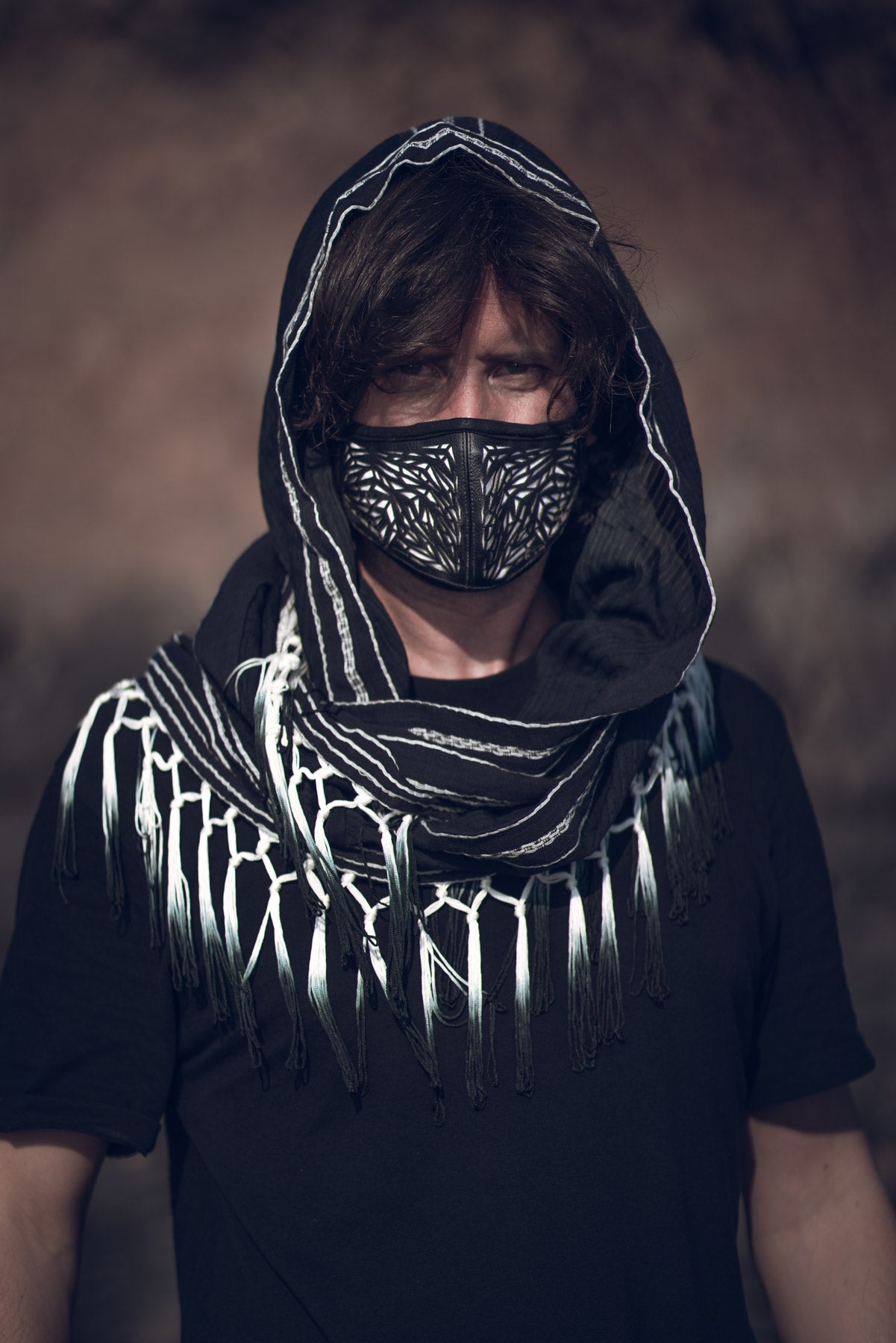 Black Ombre Fringe Hood