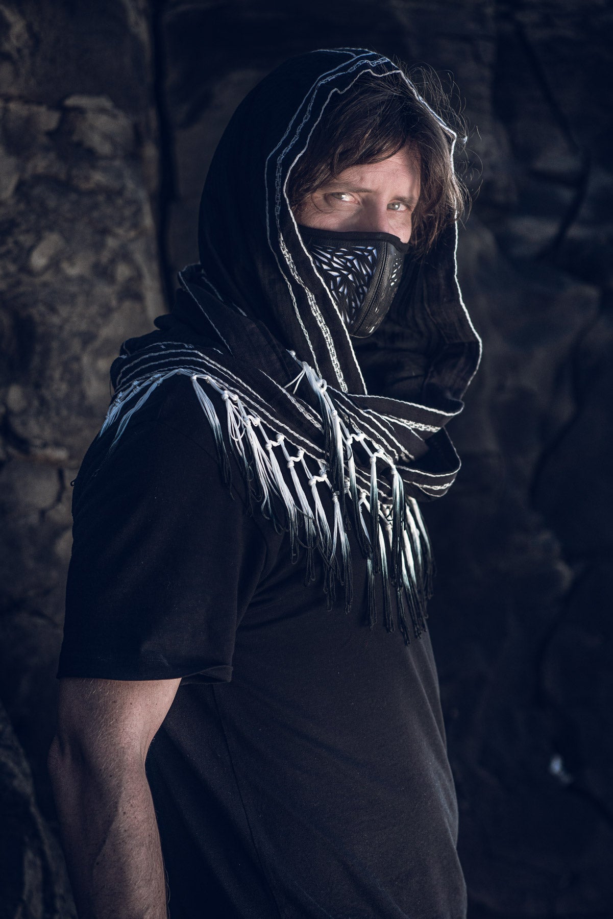 Black Ombre Fringe Hood