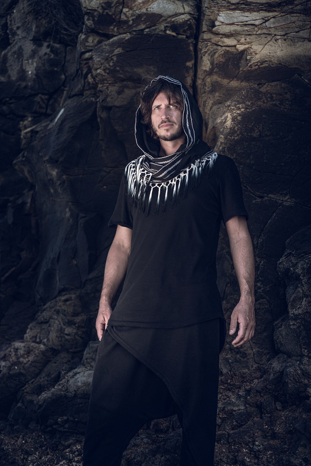 Black Ombre Fringe Hood