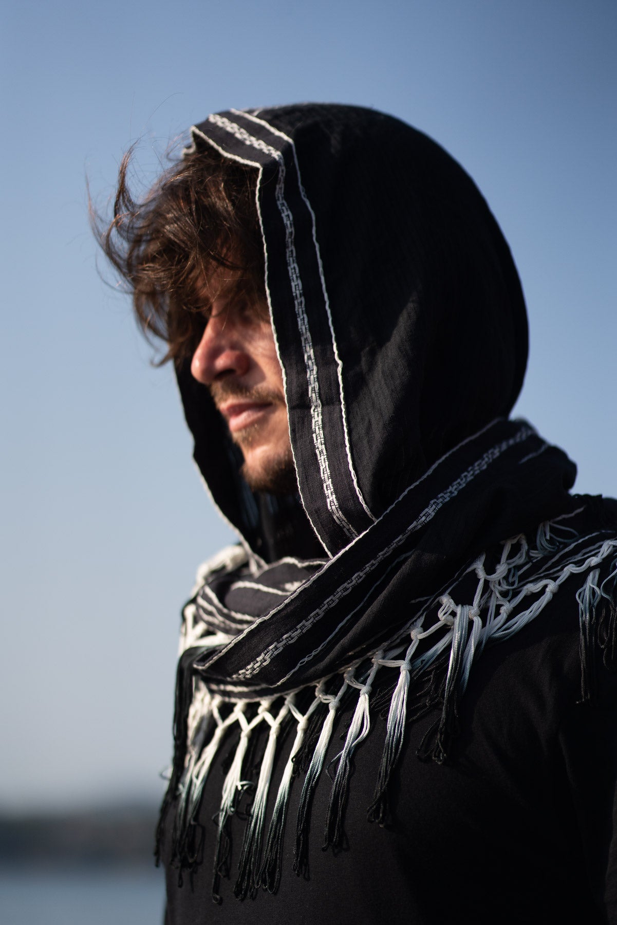 Black Ombre Fringe Hood
