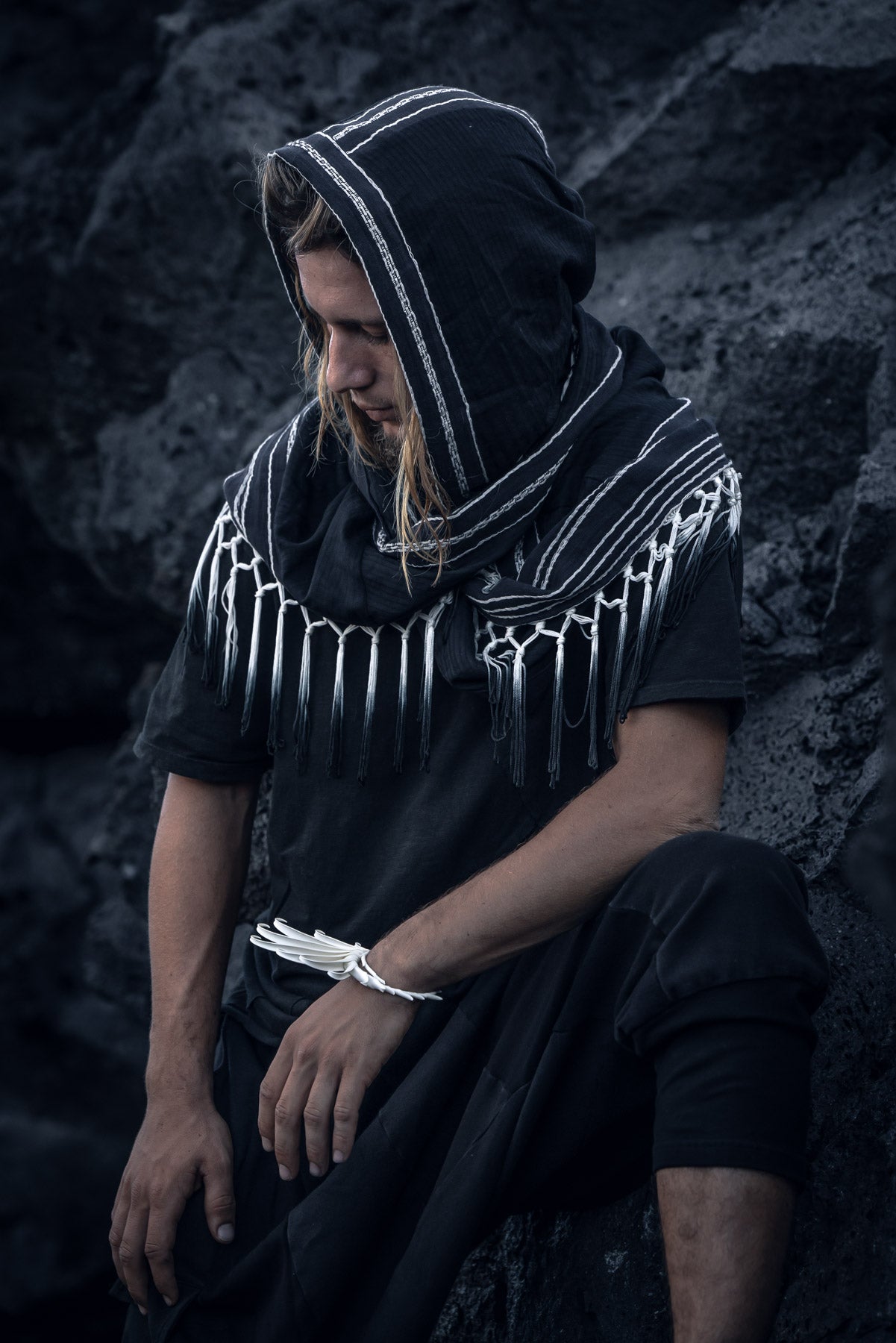 Black Ombre Fringe Hood