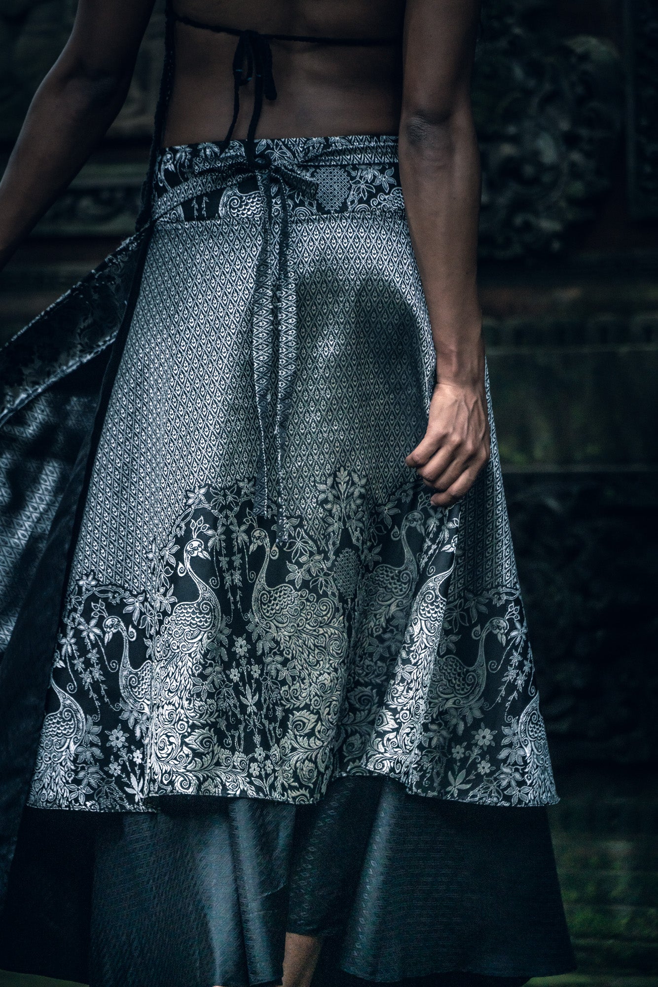 Samurai Wrap Skirt (Black/Silver)