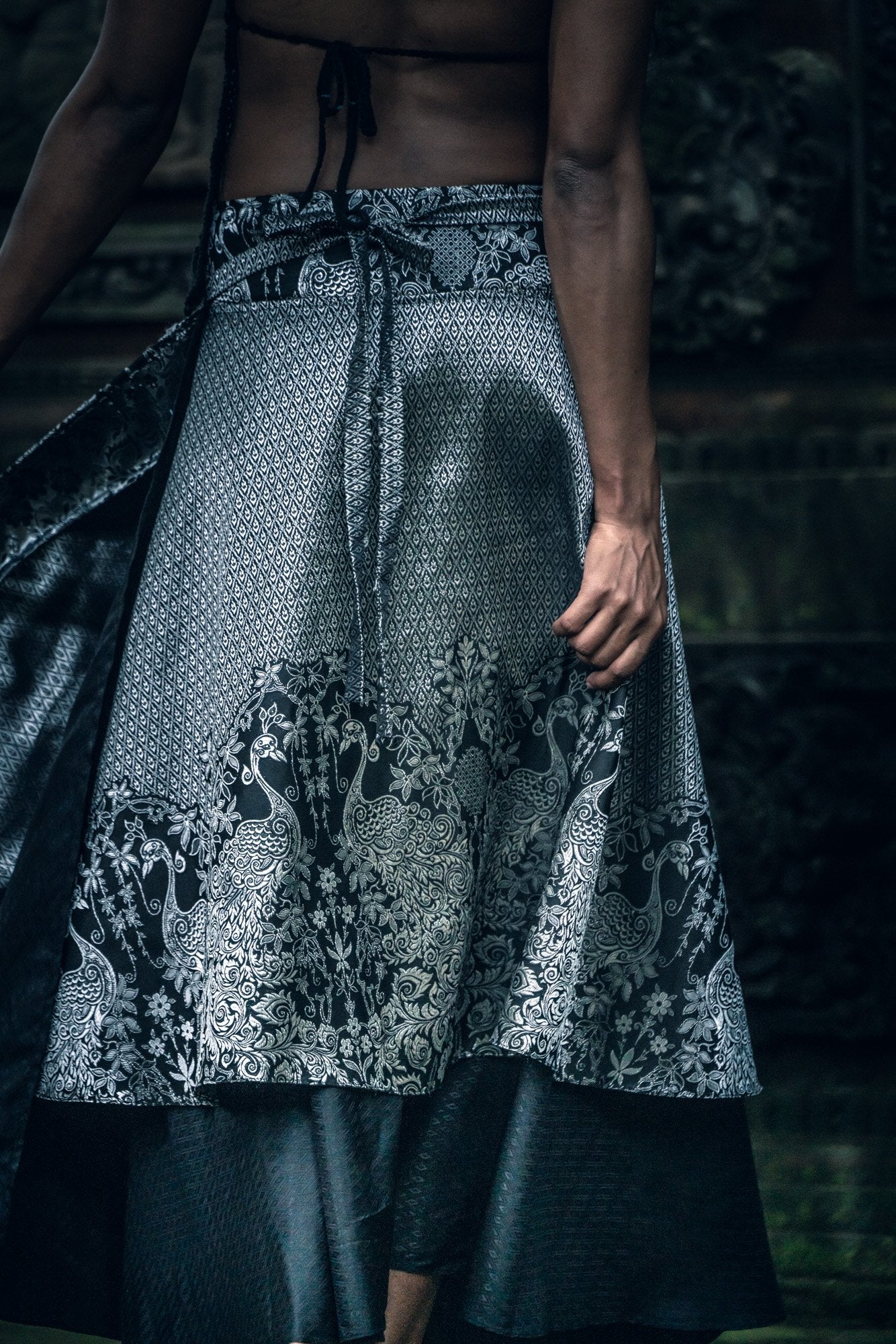 Samurai Wrap Skirt (Black/Silver)