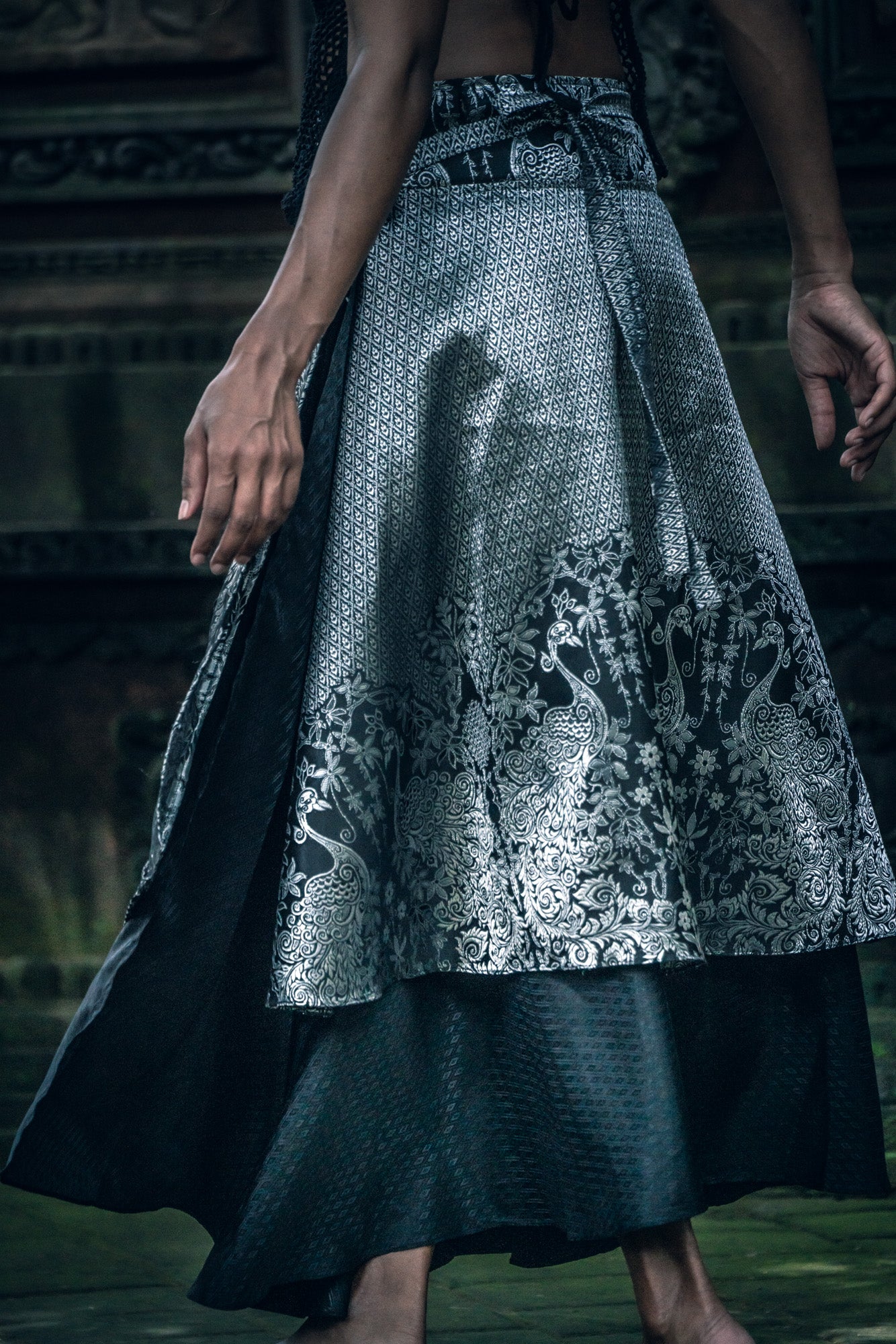 Samurai Wrap Skirt (Black/Silver)