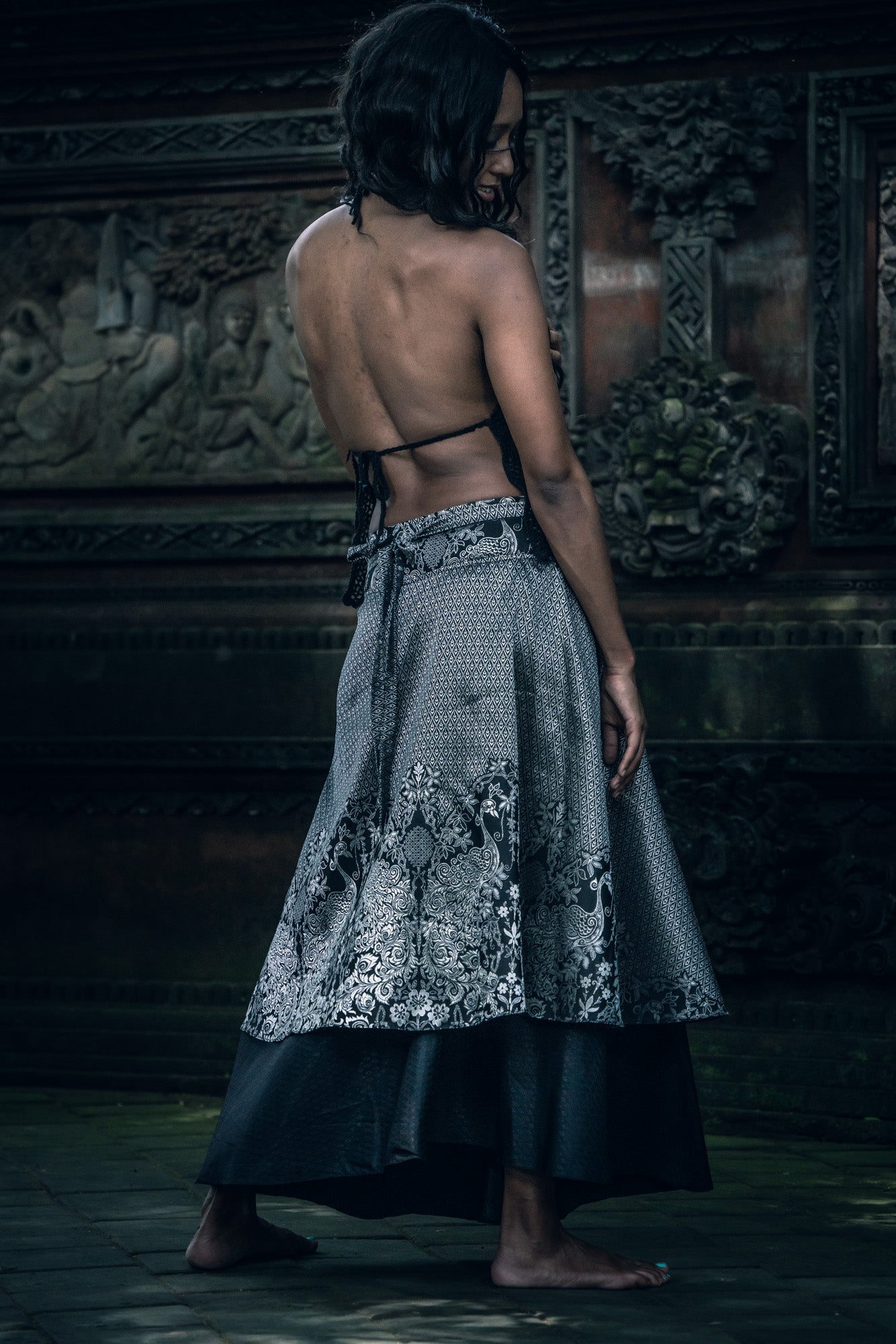 Samurai Wrap Skirt (Black/Silver)