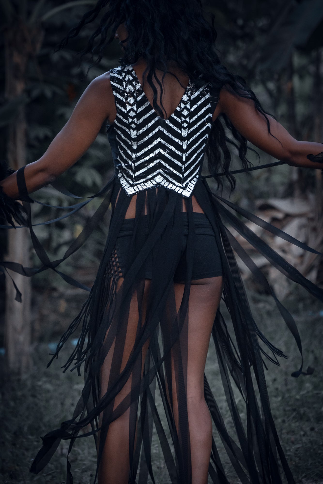 Yin Yang Tribal Sequin Fringe Top