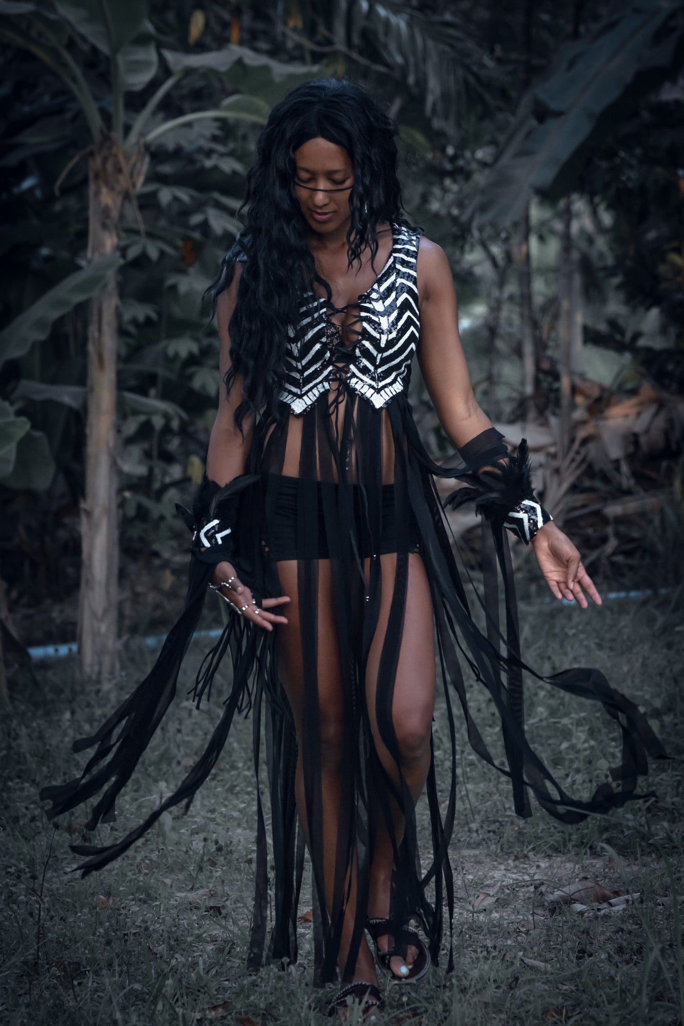 Yin Yang Tribal Sequin Fringe Top